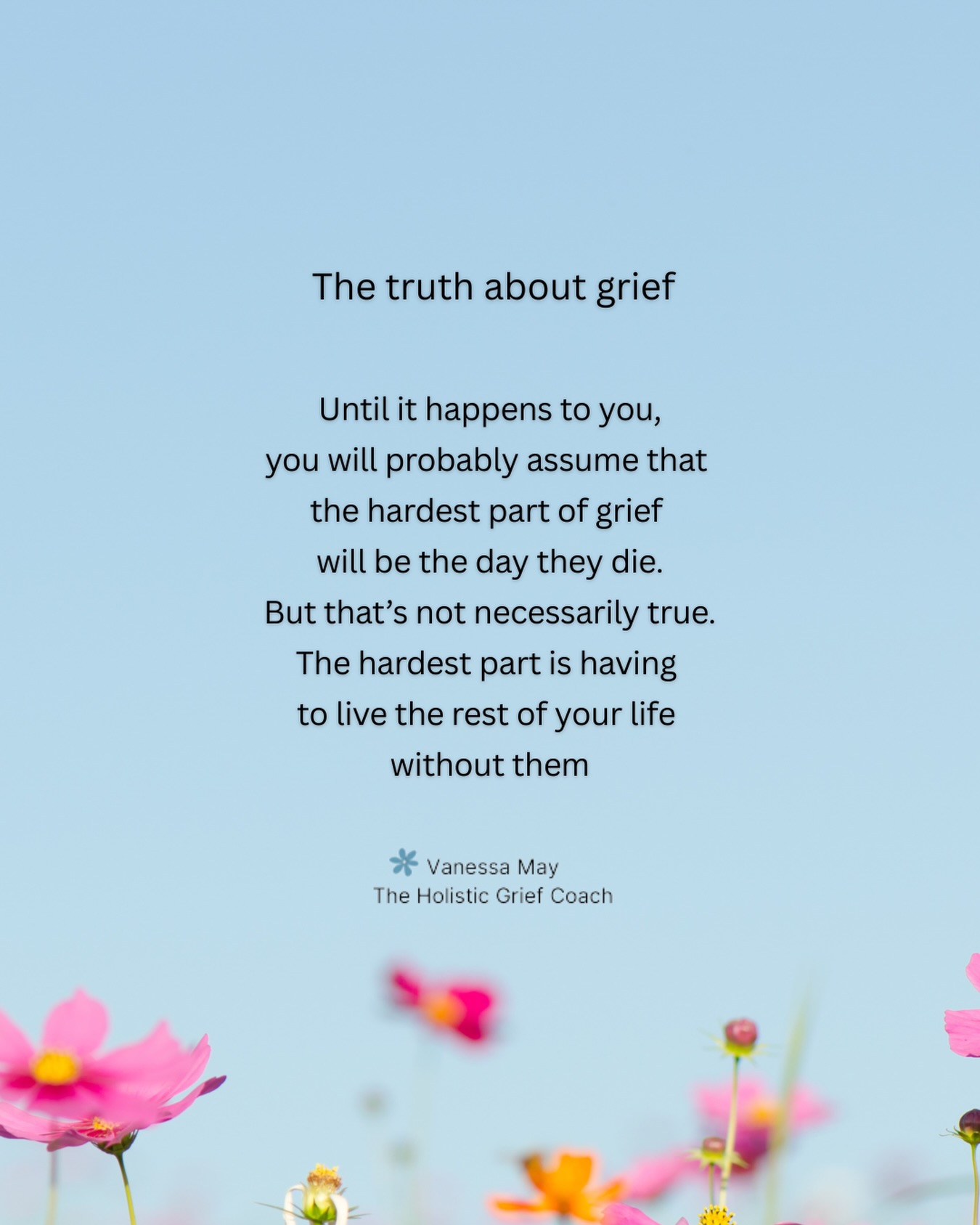 Every single aspect of grief is hard but, until it happens to us, we don’t necessarily anticipate the relentlessness of having to face each day without them, that living without them is something we will have to learn to carry for the rest of our lives.
If this post resonates, please share, save, like and follow 🤍
.
#thetruthaboutgrief #griefsupport #bereavedmother #widow