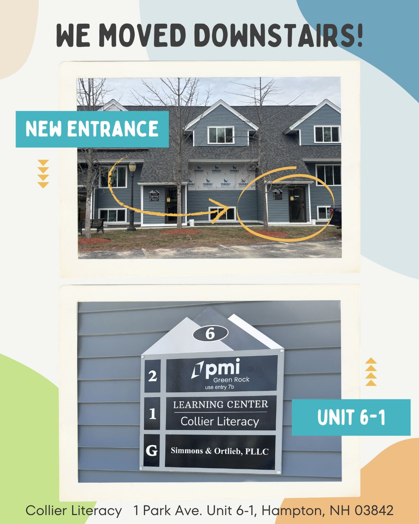 Weāre opening in our new space this Monday, April 20th!
Same building (1 Park Ave in Hampton, NH), just downstairs and one door over, now in Unit 6-1.
We canāt wait to welcome you into the new space this week! š
š 1 Park Ave. Unit 6-1, Hampton, NH 03842