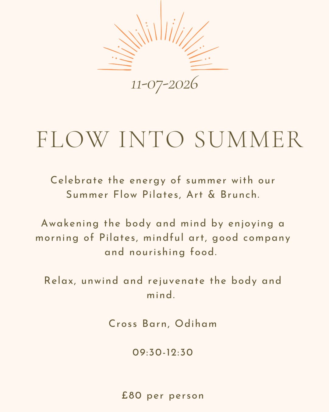 Flow into Summer - 11th of July
Bookings open! So excited to bring our summer Pilates, Art & Brunch morning to you on the 11th of July.
This time I will be partnering with the glorious Angie, from @art_with_angie and the brunch will be provided by @clean_meal_co_by_chef_james
The perfect way to spend a morning to yourself 🥰
All information on these slides and booking is through the website www.pilateswithsarah.com
Any questions just shout 🥰
#pilates #pilatesretreat #physiopilates #mindfulart