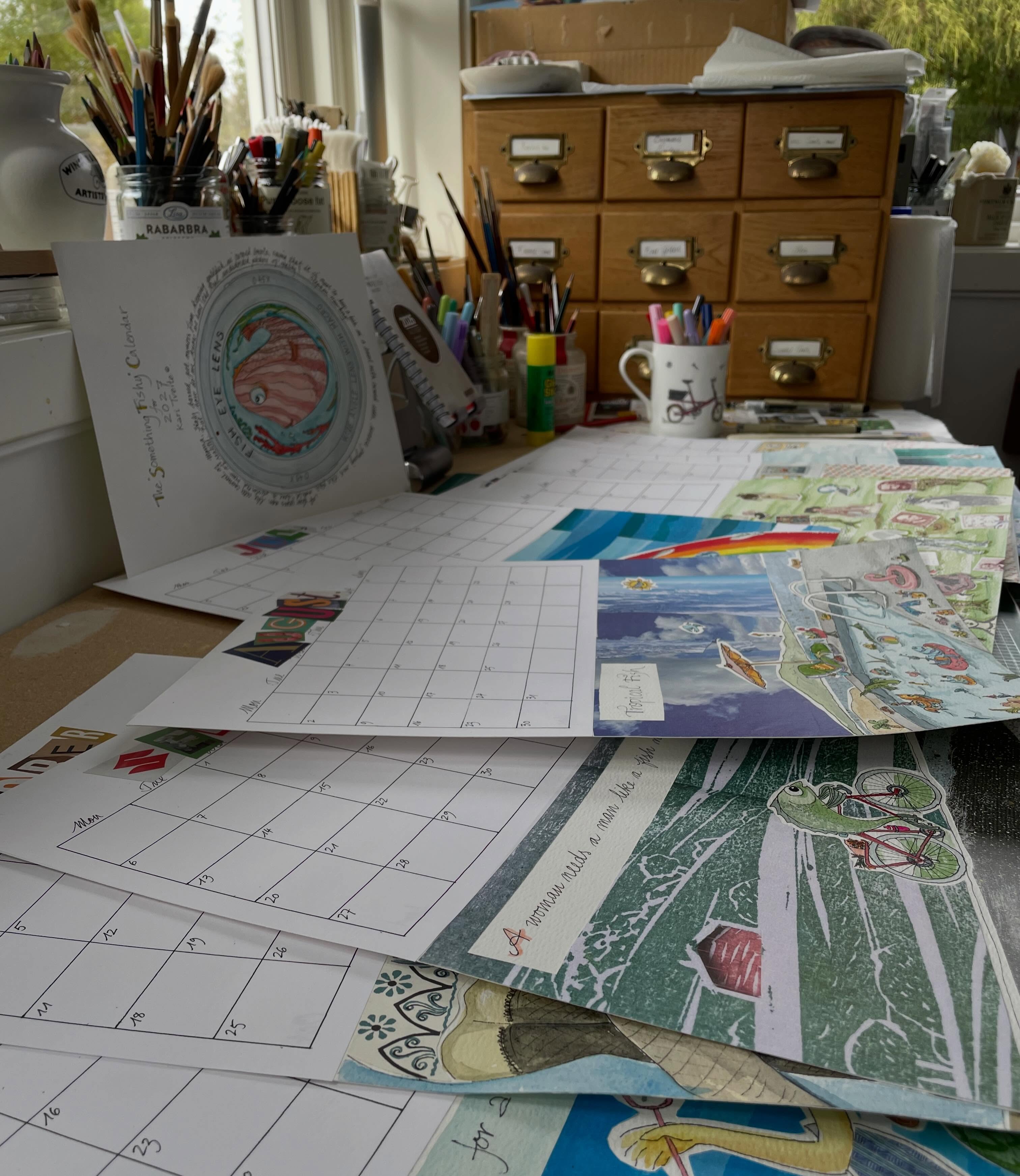 On my Bench this Week; Putting the Finishing Touches to the Artwork for Next Year’s Calendar.
#mixedmedia #calendar2027 #karitveite #forsalelaterthisyear #watchthisspace