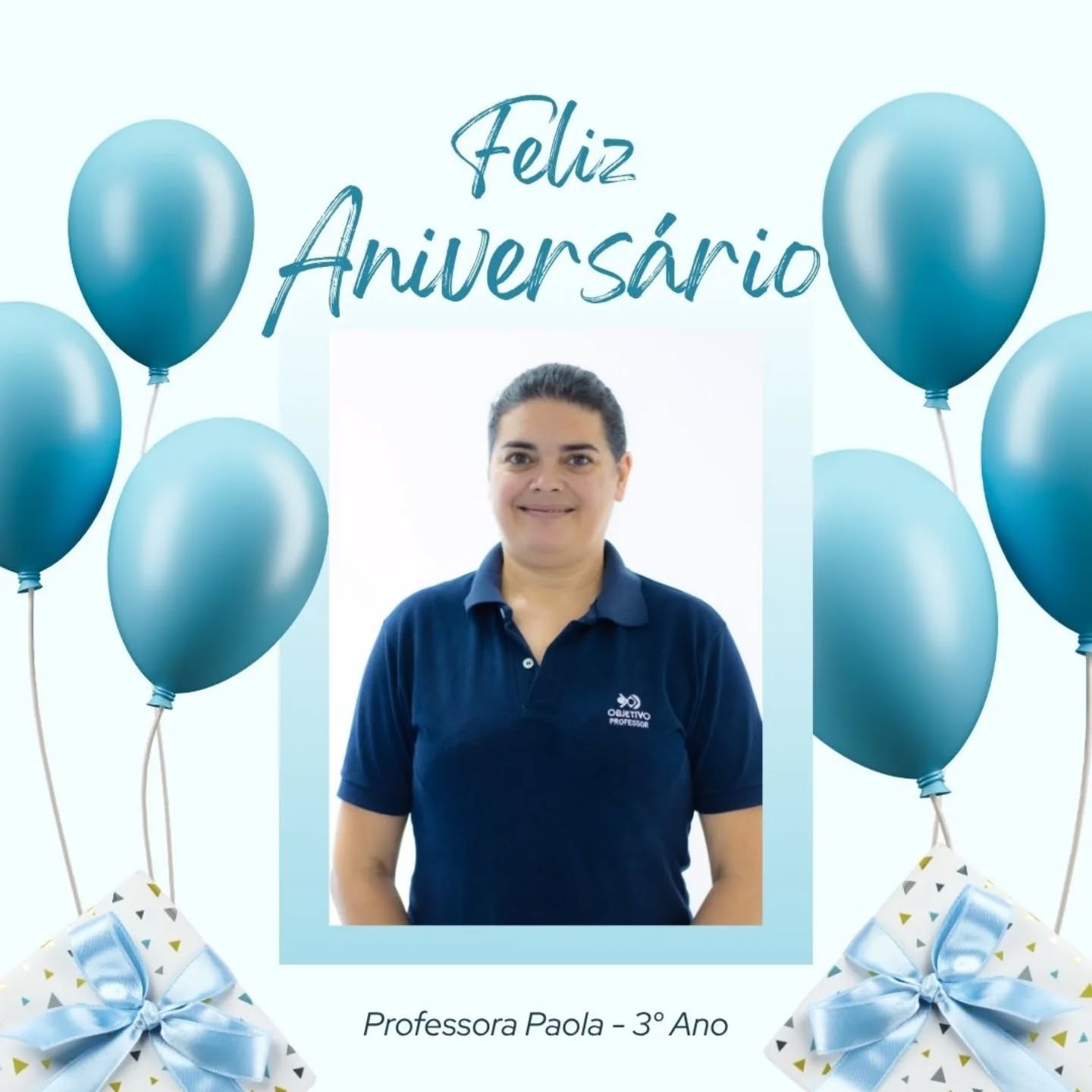 Parabéns à querida Professora Paola, do 3º ano, por mais um ano de vida!
Desejamos que esta nova etapa seja repleta de saúde, alegria, paz, amor e muitas conquistas. Que Deus continue abençoando sua caminhada e iluminando cada dia da sua vida.
Agradecemos por toda dedicação, carinho e compromisso com nossos alunos. Sua presença faz toda a diferença em nossa família escolar!