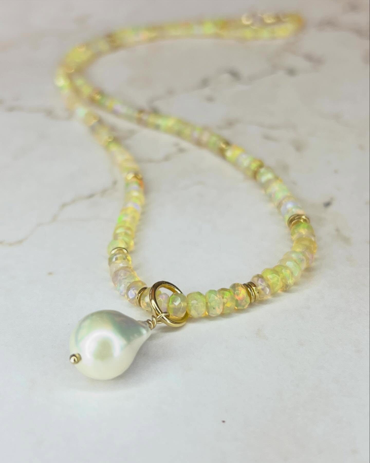 Ethiopian Opal and Baroque Pearl necklace.
.
.
.
#amycashjewelry #pearls #handmade #jewelry