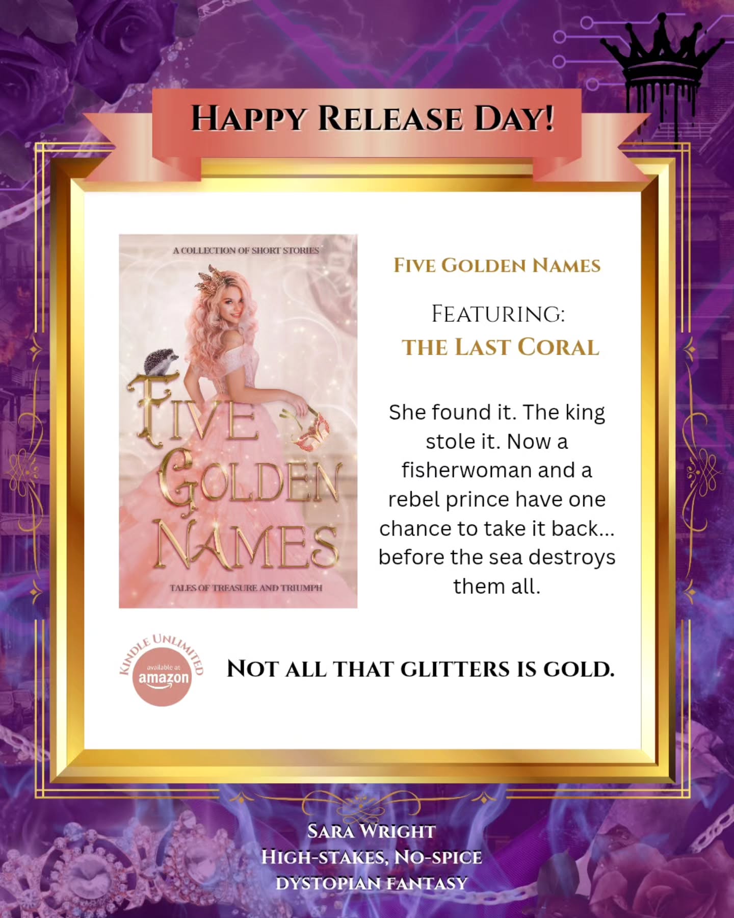 🎊 Happy Release Day to Five Golden Names 🎊
Comment CORAL to get the link!
I can't believe my short dystopian fantasy story inspired by a conversation about Pirates of the Caribbean is finally out in the world. 😍
The Last Coral is about a woman just trying to feed her family but ends up with a group of pirates on their way to steal an ancient artifact from a greedy king. If they don't get it back in time... the sea will swallow them whole.
But this Lunar Chronicles inspired story isn't the only story you'll find in this series...
There are 20 other adventurous fantasy short stories for you to discover. 😍
If you're looking for no-spice fantasy stories, this book might be the place to start. 😁
Comment CORAL to get the link!
#Sarawrightbooks
#cleanfantasy #WhatsInANameSeries
#nospicebooks #fantasyreaders