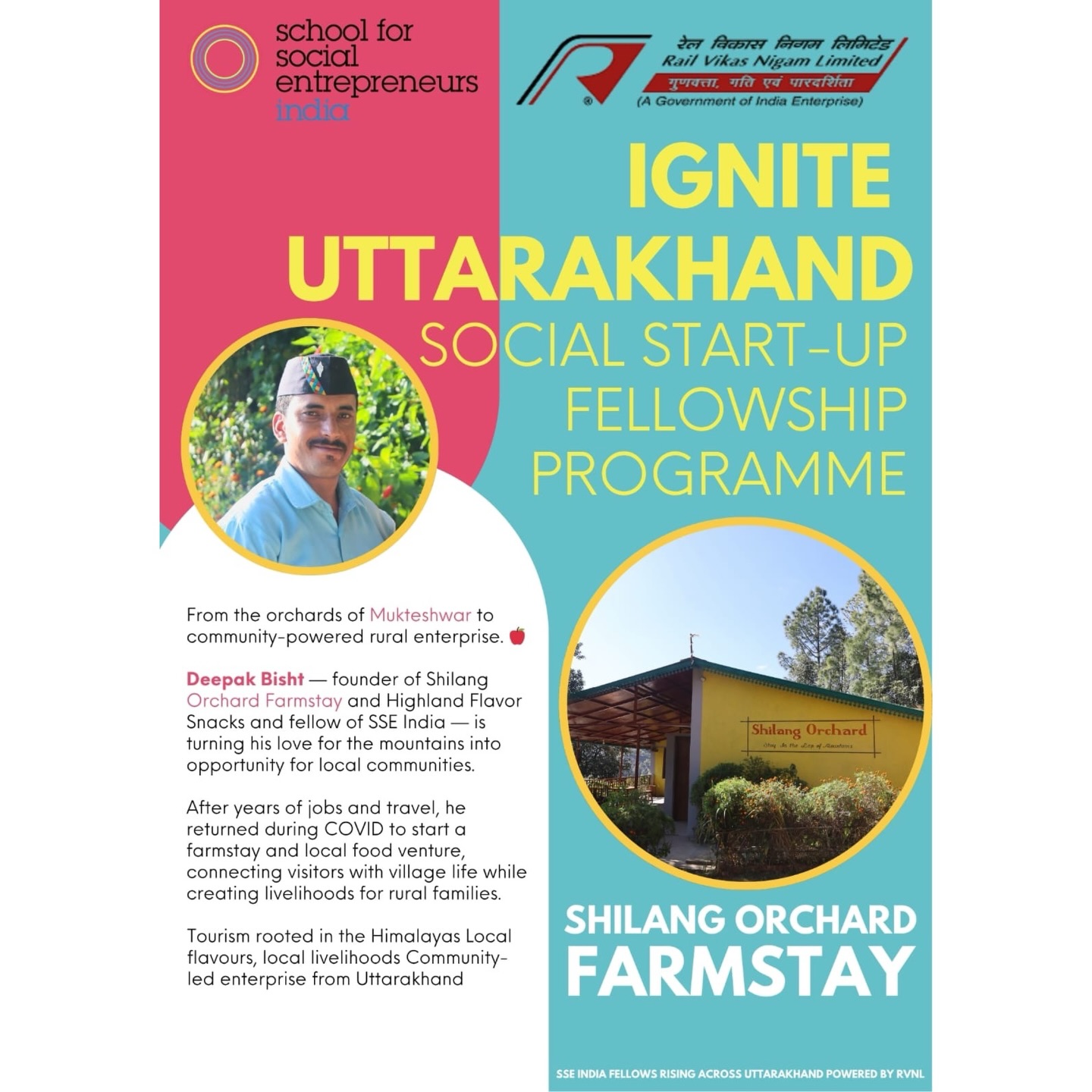 Deepak Bisht
Shilang Orchard Farm stay — From the Orchards of the Himalayas to Thriving Rural Futures — Growing Livelihoods, Sustaining Communities.
Kiran
Empowering Women, Transforming Lives — From Traditional Crafts to Sustainable Livelihoods.
Sahitya
Crafted in the Himalayas — Where Local Flavours Meet Artisanal Chocolate and Memorable Gifting
Pradeep
Igniting Innovation in the Hills — Transforming Rural Classrooms into Hubs of STEM, Creativity, and Future Leaders
Jagdish
From Uttarakhand’s Fields to India’s Kitchens — Carrying the मेहनत of Farmers, the Aroma of the Hills, and the Hope of a Better Tomorrow
.
.
.
.
.
#trendingreel #viral #socialentrepreneurship #