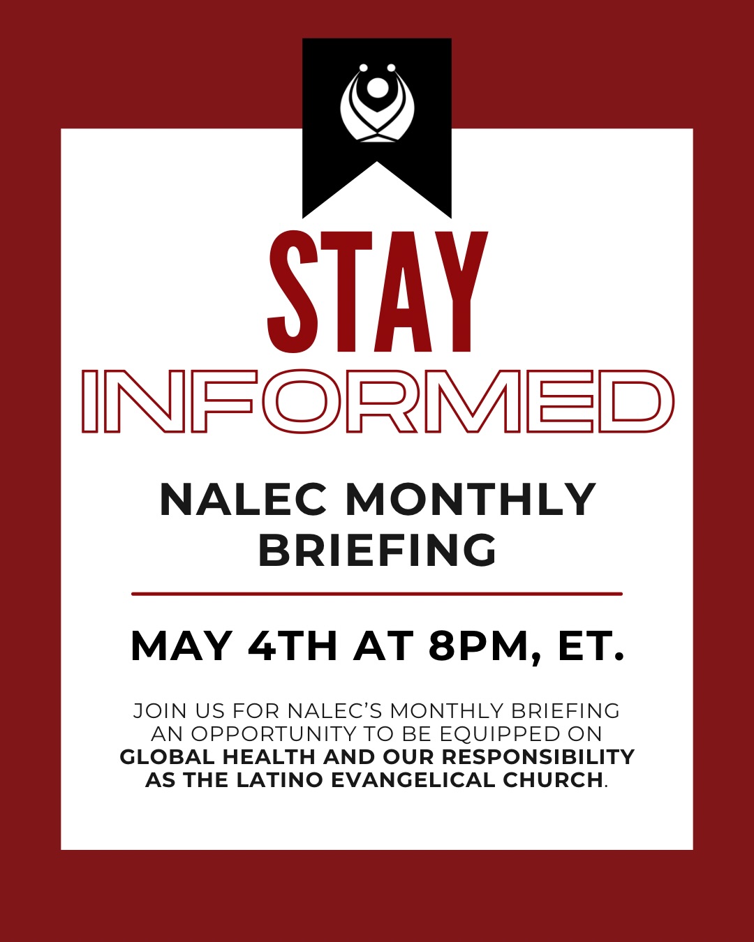 Join us for NaLEC’s Monthly Briefing on Global Health and Our Responsibility as the Latino Evangelical Church.
At NaLEC, we are guided by our faith in Christ and the biblical principles of compassion, justice, and healing. Scripture calls us to “love your neighbor as yourself” (Matthew 22:39), compelling us to care for the health and well-being of all people, especially the marginalized and vulnerable.
We are committed to addressing global health challenges and affirm that caring for the sick and educating about global health is a fundamental expression of our faith.
As a national coalition representing over 3,000 Latino evangelical churches, pastors, and leaders across the U.S., it’s important to educate and empower leaders to join the work for global health, from PEPFAR and HIV/AIDS treatment to maternal and child health, vaccines, malaria, and polio prevention, you will hear how these initiatives are saving millions of lives and strengthen communities worldwide.
🗓 May 4, 2026
⏰ 8:00 PM ET
➡️Via Zoom
⬇️Register in advance for this webinar:
https://us02web.zoom.us/webinar/register/WN_weL0z9-WT—A36bc5jp3Lw
After registering, you will receive a confirmation email with information on how to join.
#NaLEC #GlobalHealth #Faithfulwitness #LoveYourNeighbor #LatinoEvangelicals