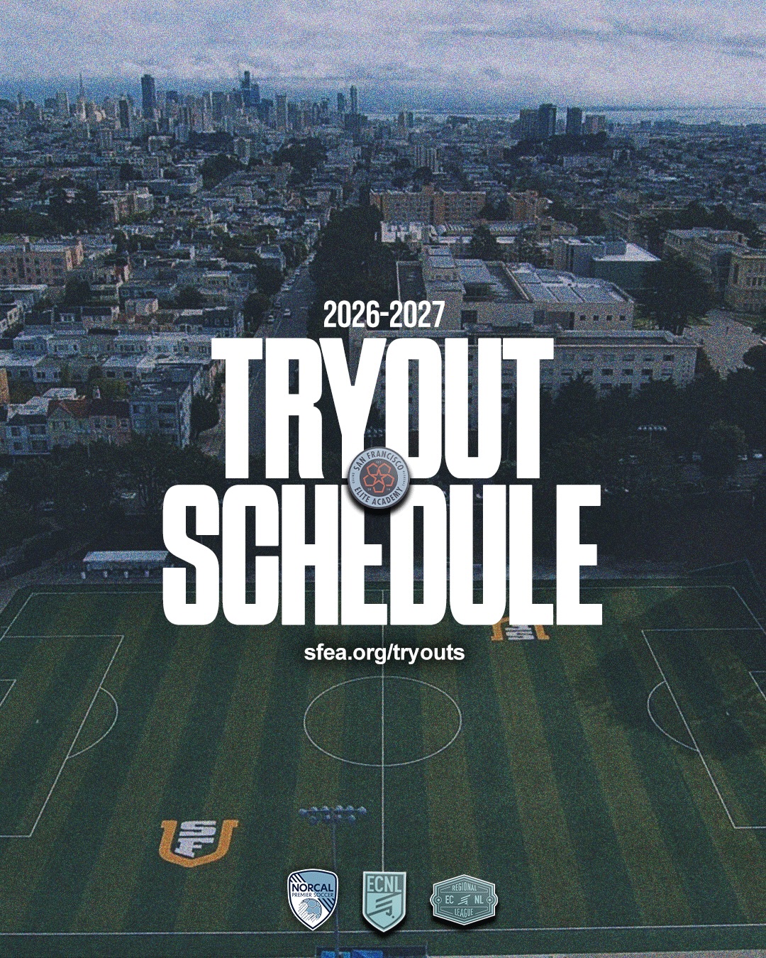 Tryout Schedule is Live.
100+ players placed in college soccer programs in just the last 10 years.
The strongest coaching staff in The City.
An environment built to develop players.
sfea.org/tryouts
#ForTheBay | #SiempreComoUno