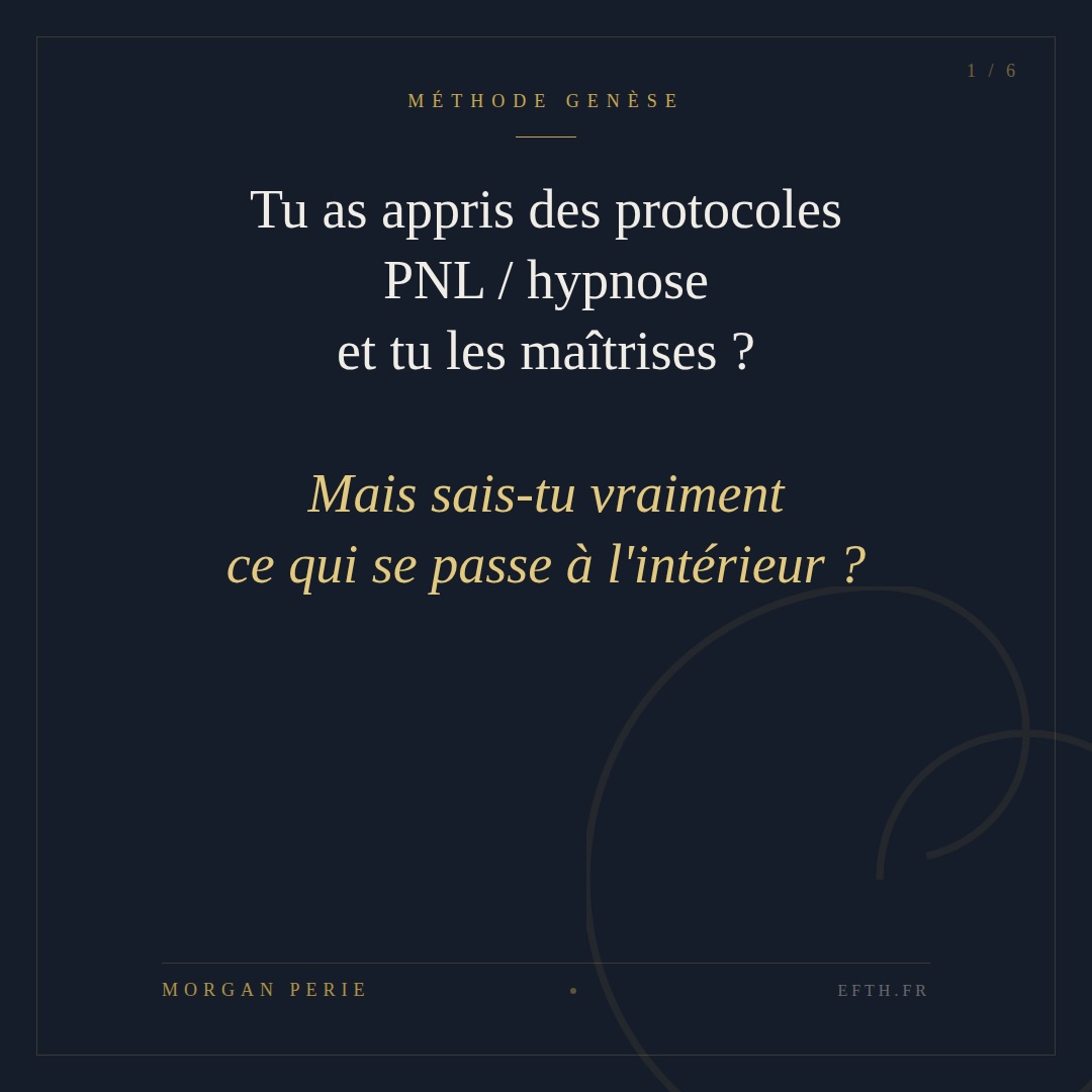 Tu peux connaître un protocole par cœur et ne pas comprendre pourquoi il fonctionne.
C’est là que tout se complique.
Parce que le jour où la personne en face ne suit pas le chemin prévu — et c’est presque toujours le cas — tu n’as plus rien pour t’adapter.
Comprendre les leviers à l’œuvre à chaque étape, c’est ce qui fait la différence entre un praticien qui applique et un praticien qui accompagne vraiment.
C’est l’un des fils conducteurs de la Méthode Genèse.
👉 Le livre est disponible sur Amazon — lien en bio.
Méthode Genèse — L’hypnose qui reconnecte à l’origine
#Hypnose #MéthodeGenèse #Hypnothérapie #formationhypnothérapie #miltonerickson