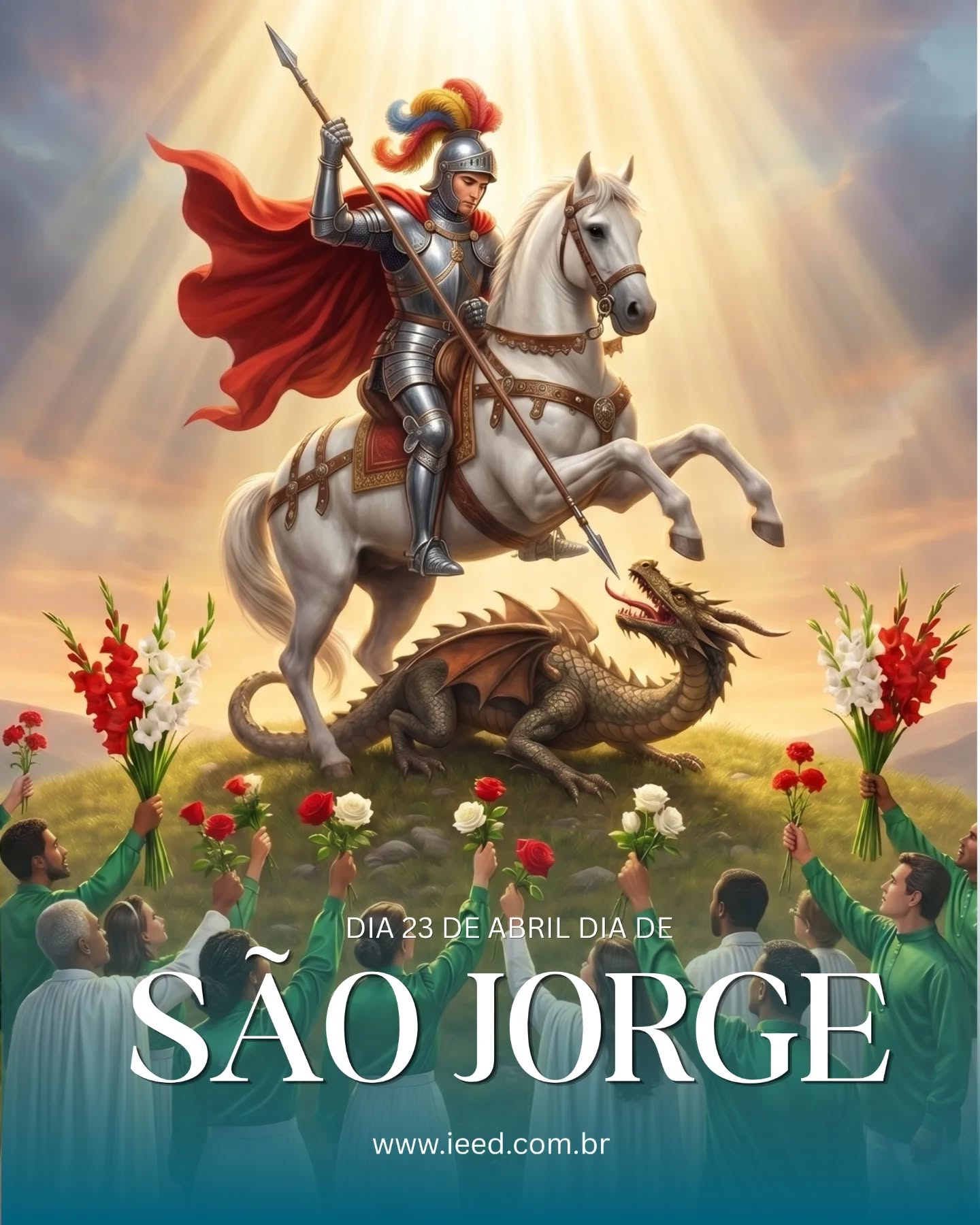 23 de abril: Dia de São Jorge.
Hoje exaltamos São Jorge, o "Soldado de Jesus" e símbolo máximo de resistência e coragem na fé. Na Filosofia Wanduísta, ele é o regente do 2º Trimestre e nos guia no caminho do equilíbrio sacerdotal através da Moral, da Disciplina e do Trabalho.
Como líder do 3º Grupo da Santificação Polutiva, sua energia mental está ligada ao Mago nº 2, S.S. Chuny, e atua em harmonia com as falanges de Ogum e a natureza Rio.
Neste 23 de abril, ao oferecermos nossas palmas, cravos e rosas , renovamos nossa luta para vencer os "dragões" dos nossos próprios defeitos.
Salve São Jorge! Salve a Força de Ogum!