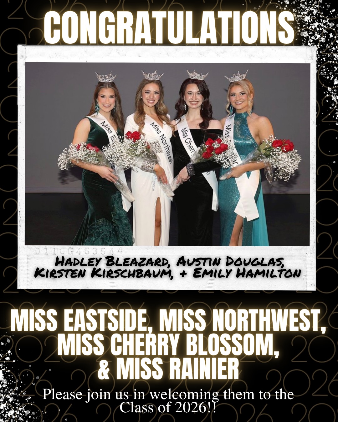 Congratulations to our Open Competition titleholders! Welcome to the Class of 2026! #roadtomisswashington #missamerica #misswashington #roadtomissamerica