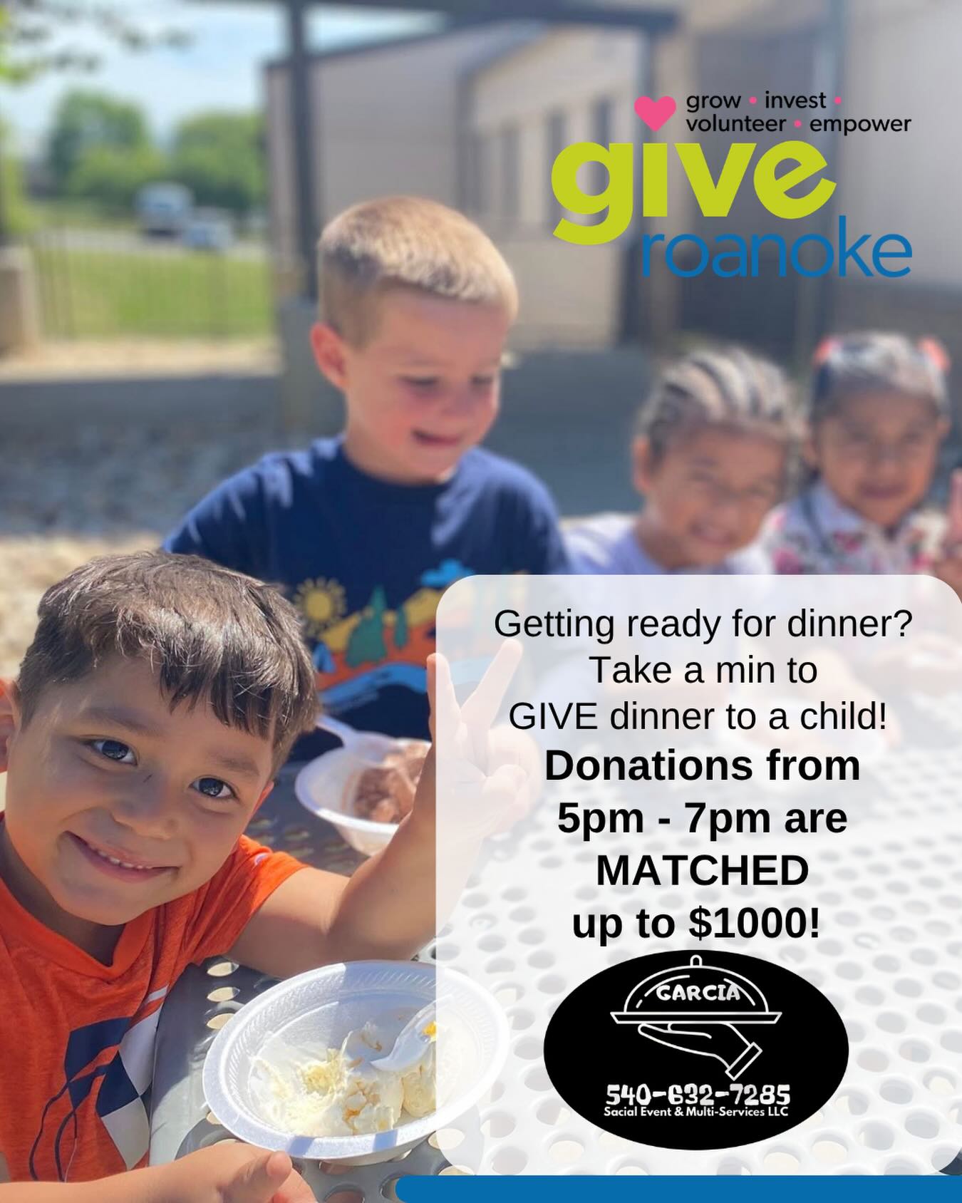 Donate during dinner! Make sure families in our community have food on their tables tonight. If you give now your gift can be matched! 👉https://www.giveroanoke.org/organizations/orchard-hills-achievement-center #giveroanoke #southwestwa #endchildhunger