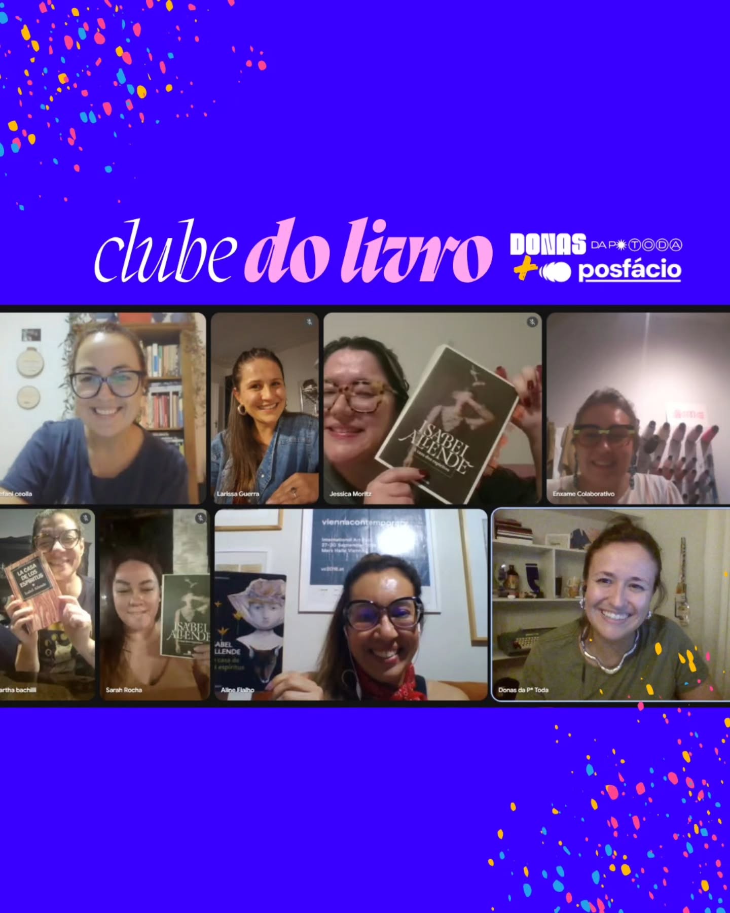 O papo sobre Casa dos Espíritos e depoimentos apaixonados sobre Isabel Allende na segunda edição do ano do nosso Clube do Livro @donasdaptoda + @posfaciopodcast!
E tem mais quatro pela frente, tá? Dois meses pra ler uma obra, uma hora pra conversar sobre as nossas perspectivas e seguir brisando em autoras que amamos amar. Para participar, basta ser apoiadora de um dos podcasts ou dos dois.
O próximo é dia 9 de junho e vamos falar sobre Ressuscitar Mamutes, da Silvana Tavano. Bora?
#clubedolivro