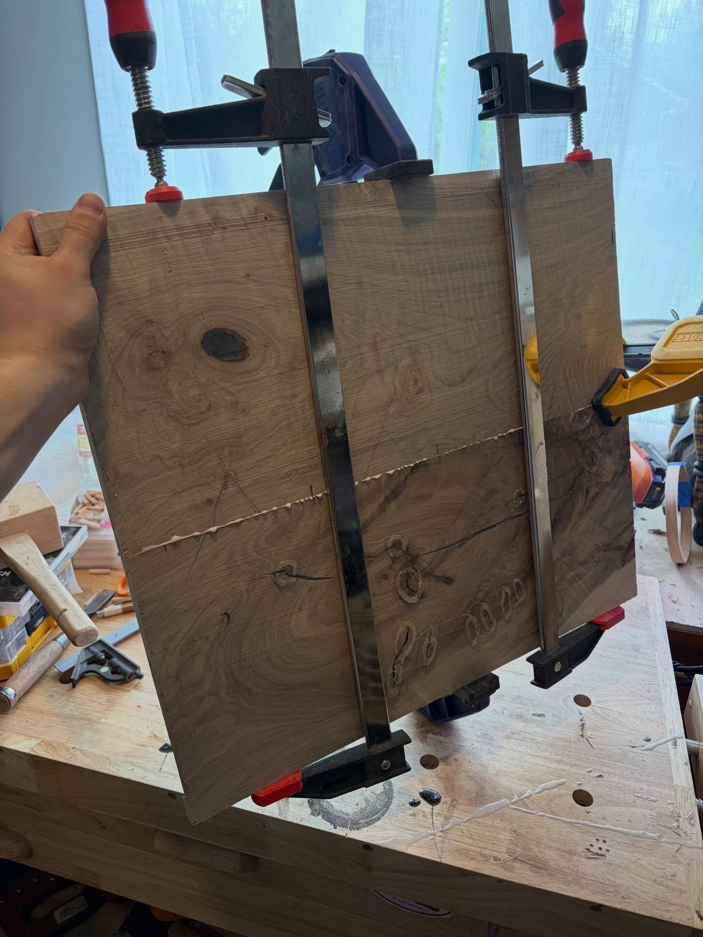 Excitedly working on a little commission project right now - a large curly maple cutting board! It's going to end up being 18 by 24 inches. I've spent the last week fiddling with the resin and cracks and my planer has become my best friends, lol!
-
#wip #woodturning #woodworking #smallbusiness #njsmallbusiness