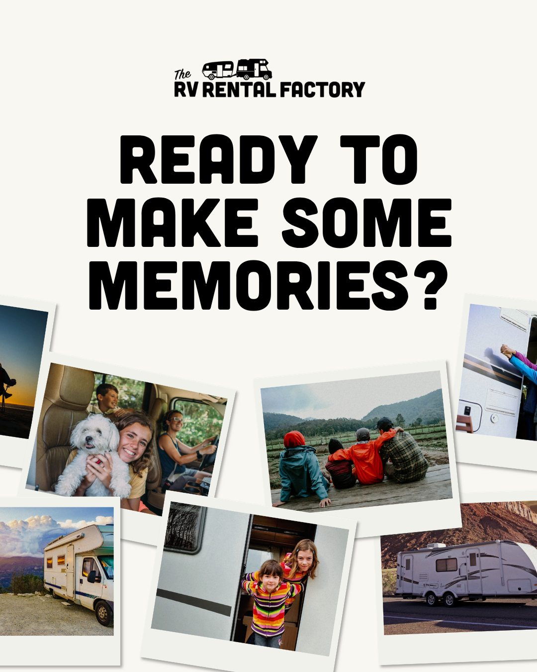 🚐✨ Ready to make some memories?
From spontaneous weekend getaways to bucket-list road trips, the best moments are the ones shared with the people you love most. Family adventures, sunset stops, campfire laughs, and unforgettable views — it all starts the moment you hit the road.
At The RV Rental Factory, we’re here to help turn your next trip into memories that last a lifetime.
Where will your next adventure take you? 🌲🛣️💛
#TheRVRentalFactory #MakeMemories #FamilyAdventure #RVLife #RoadTripReady