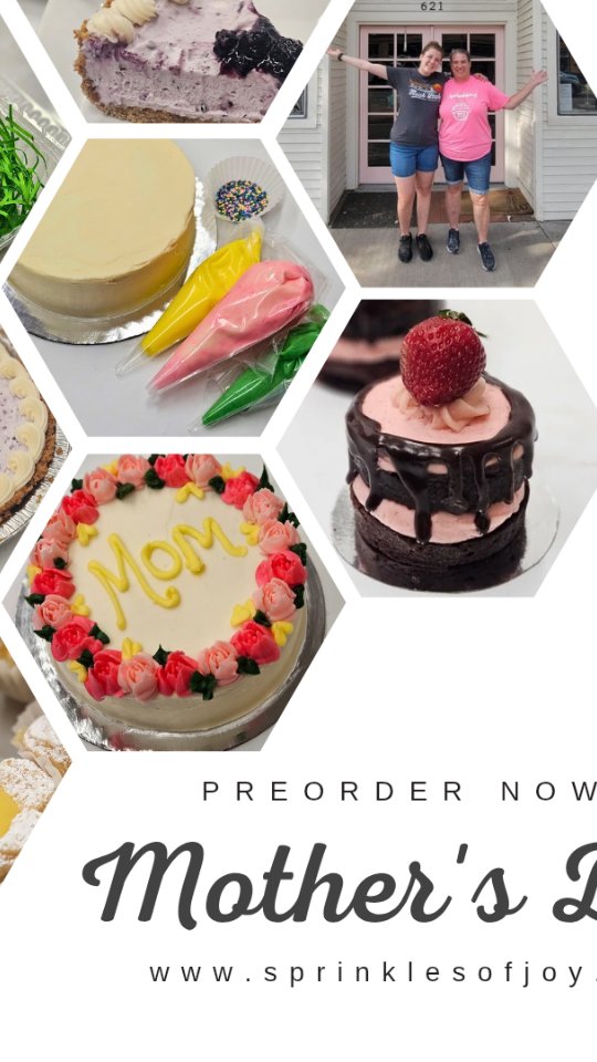 One week until MOTHERS DAY! š
Did you get your Mom a treat?? You know she deserves it!
Our offerings š
-Blueberry Cream Cheese Cloud: 8" graham cracker crust with a light blueberry no bake cheesecake $24
--Mom flower cake: a 6" short stack cake decorated with spring flowers $15
--Lemon Flower Tarts: 4 mini flower tarts filled with cream cheese frosting and lemon curd $12
--Strawberry Brownie: 2 layers of brownie with strawberry buttercream, ganache and fresh strawberry $6
Pick Up: May 8 or 9th from 12-4pm
https://www.sprinklesofjoy.net/product-page/mother-s-day-preorders-1