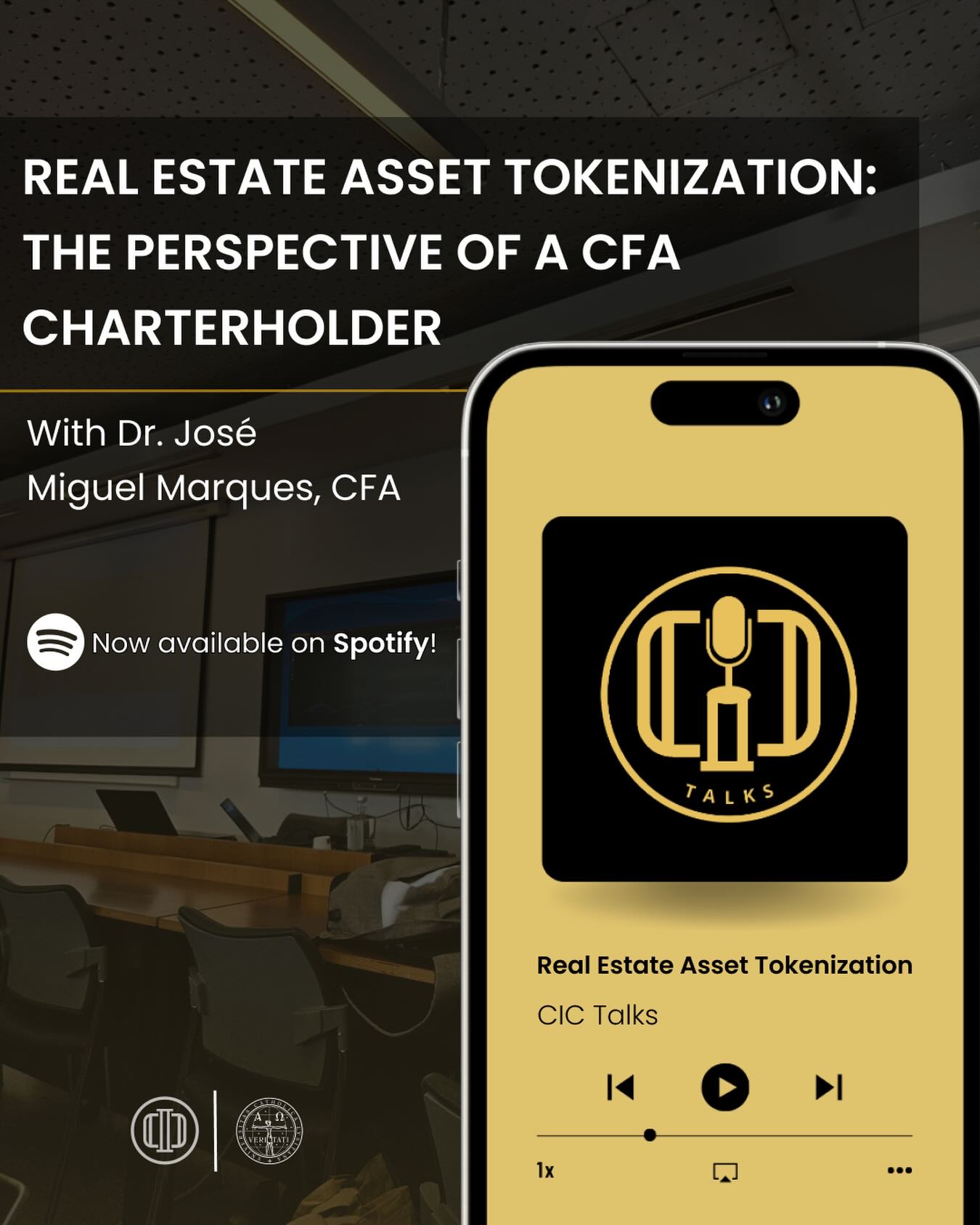 🎙️ CIC Talks is back!
The Católica Porto Investment Club presents “Real Estate Asset Tokenization: The Perspective of a CFA Charterholder”, featuring Dr. José Miguel Marques, CFA.
This episode explores the concept of real estate asset tokenization through a professional and analytical lens, addressing its underlying mechanisms, potential benefits, associated risks, and broader implications for the future of investment management.
A relevant discussion for those interested in financial innovation, capital markets, and the evolving role of digital technologies in traditional asset classes.
Católica Porto Investment Club.
Your future. Your choice.