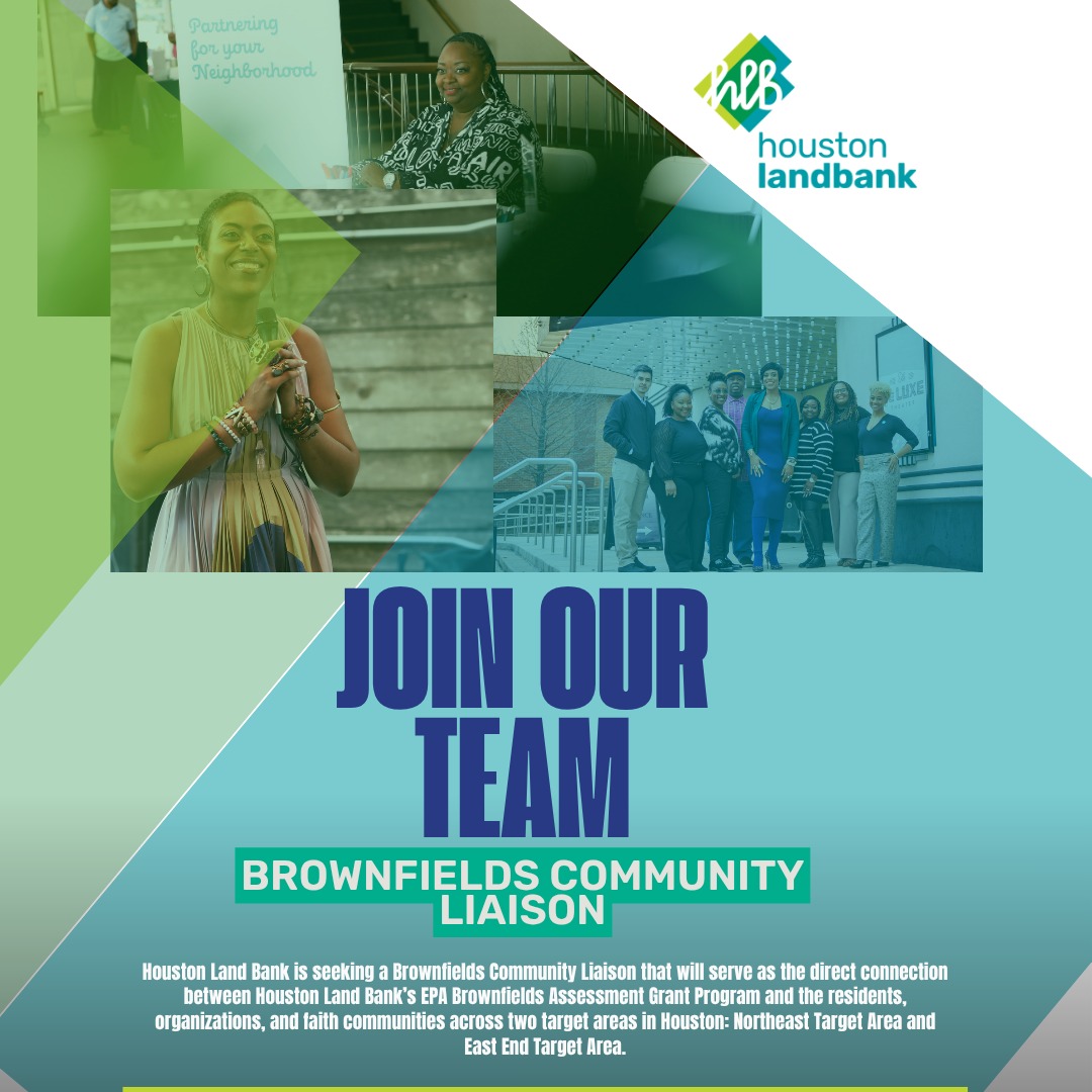 🚨 We’re Hiring! Join Our Team 🚨
Houston Land Bank is looking for a Brownfields Community Liaison to help us connect with and serve our communities. Please click the link in bio.
In this role, you’ll act as the direct link between our EPA Brownfields Assessment Grant Program and residents, organizations, and faith-based communities across two key areas in Houston: the Northeast Target Area and the East End Target Area.
If you’re passionate about community engagement, environmental impact, and making a difference where it matters most, we want to hear from you!
📍 Be a voice.
🤝 Build relationships.
🌱 Drive community change.
Apply today or share with someone who would be a great fit!
#NowHiring #HoustonJobs #CommunityEngagement #Brownfields #HoustonLandBank #MakeAnImpact