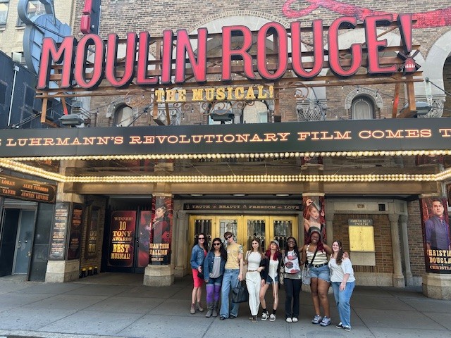 "Ms. Farrelly-Moyotl and the fashion design seniors had an unforgettable experience at the Hidden Career Paths: Wardrobe event, sponsored by The Roundabout Theater Company! The students got an exclusive behind-the-scenes look at the creative minds who design, dress, and maintain the iconic costumes for Broadway shows. As the cherry on top, they were treated to a thrilling backstage tour of Moulin Rouge! at the Al Hirshfeld Theater—an immersive journey into the heart of Broadway’s magic!"