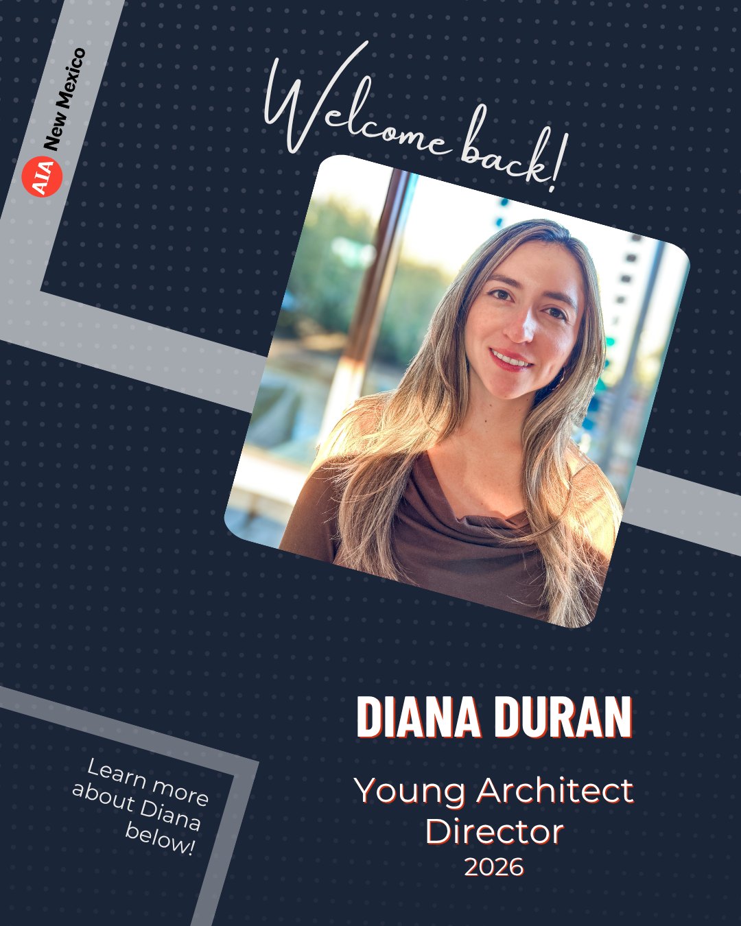 Welcome back to the 2026 AIA New Mexico Board of Directors, Young Architect Director: Diana Duran, AIA.
1. Why is volunteerism important?
I volunteer in architecture because it offers a refreshing change of pace from daily office work and opens the door to new perspectives within the profession. It creates opportunities to connect with other professionals, helping to foster and strengthen our community. Volunteering enriches both your personal and professional journey and is a meaningful way to develop leadership skills.
2. What is one piece of advice you would give those up and coming in the profession?
Stay present and active—attend events, meetings, and extracurricular activities at your office or through the AIA. Go even when you don’t know anyone or feel like you may not have something to contribute yet. With time and persistence, you’ll build new connections and find ways to support the institutions and programs that align with your values.
3. What’s your favorite way to recharge / or what inspires you?
Lately, I’ve been searching for great music. Even just a couple of songs can inspire you, redirect your attention, help you refocus, or give you space to disconnect. Music can also bring back memories of the people you love or remind you of fun times—there’s something powerful in that.
Want to be involved in this role in the future? Reach out for more information!
#aia #leadership #board #boardofdirectors #yafdirector #yaf #youngarchitect #newmexico #architecture #design #architect @aiaalbuquerque @aiayaf @fbtarchitects