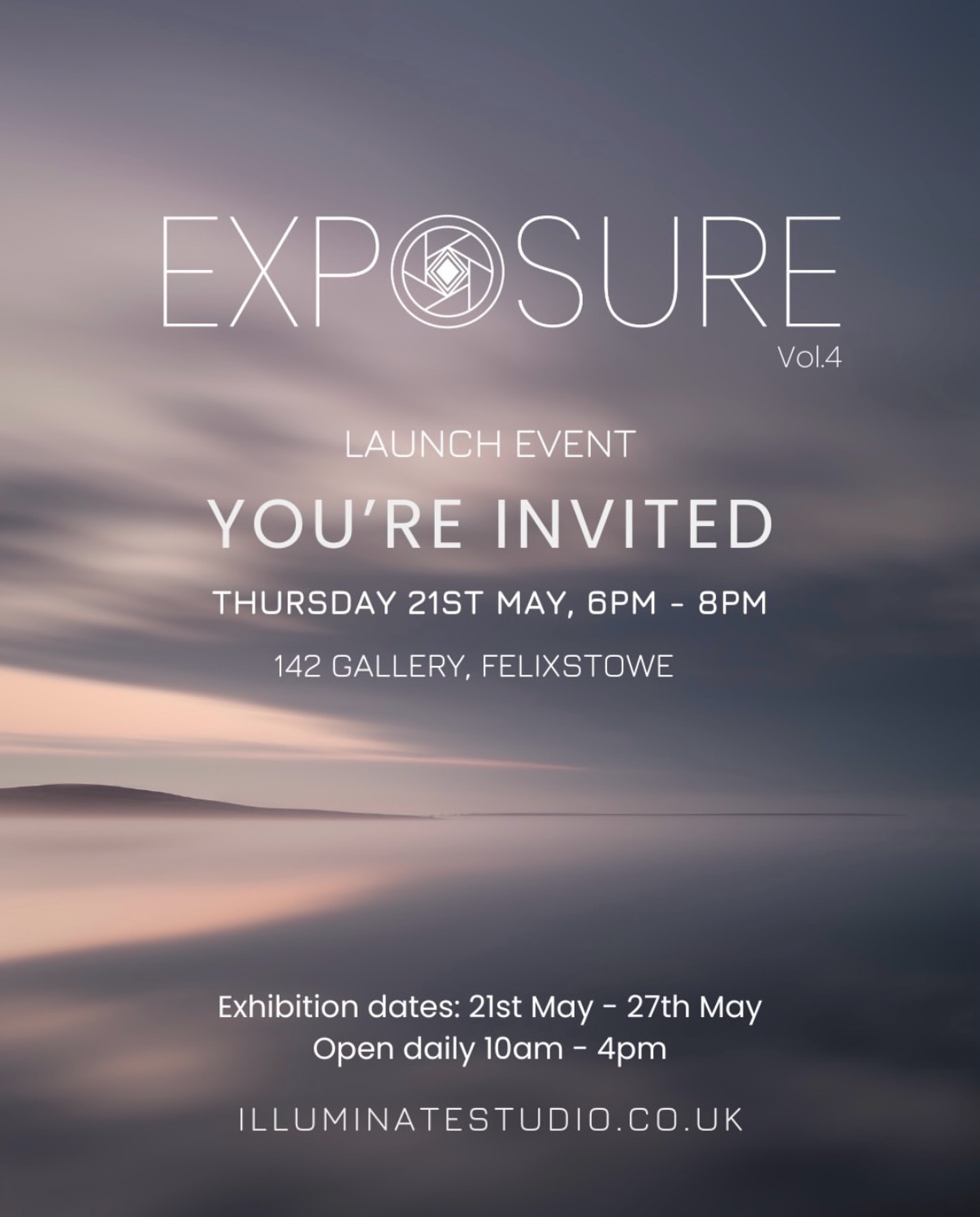 You’re invited ✨
Our fourth EXPOSURE exhibition - featuring 15 photographic artists ✨
Thursday 21st May, 6pm - 8pm
142 Gallery, Felixstowe
Everyone is welcome to come along!
You’ll be able to get your hands on our Zine, meet the artists involved and have a wonderful evening full of great company and yummy refreshments ✨
Not to be missed so save that date!
RSVP via the link in our bio 👆🏼
Background image by @liamfrankland ✨
#exhibition #exposure #suffolkexhibition #exhibit