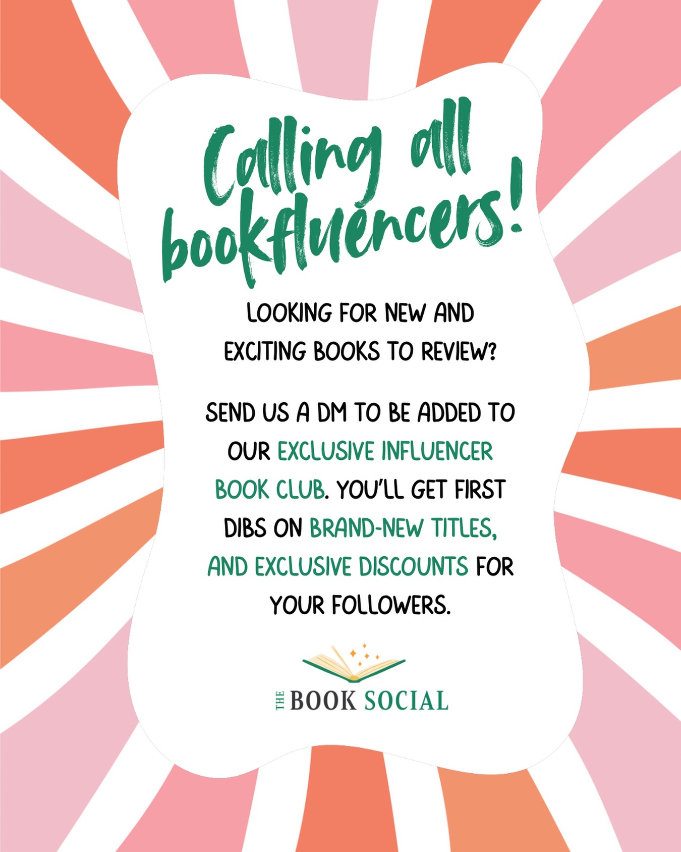 Calling all book influencers!! 📖✨💕
#TheBookSocial #BookInfluencer #Bookstagram #BookReviews #Bookfluencer