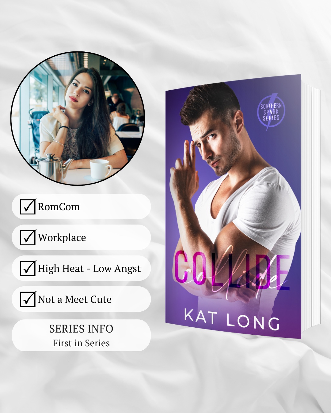 It’s a terrible idea to date your coworker, but sometimes temptation is worth the risk.
𝗪𝗵𝘆 𝘆𝗼𝘂’𝗹𝗹 𝗹𝗼𝘃𝗲 𝘁𝗵𝗶𝘀 𝗿𝗼𝗺𝗮𝗻𝗰𝗲:
☕️ Romcom
🍪 Workplace
☕️ High Heat - Low Angst
🍪 Not a Meet Cute
When I walked in on my now ex-boyfriend and ex-best friend sharing a mouth-snuggle, I didn’t overreact.
Nope, I let my pettiness out and walked away with the lightbulbs, fabric softener, and, of course, my romance books.
Starting over, my new boss is straight from the depths of Hades.
Start the Southern Spark series today! 📚 Read Collide FREE today in KindleUnlimited!
#contemporaryromance #officeromance #southernsparks