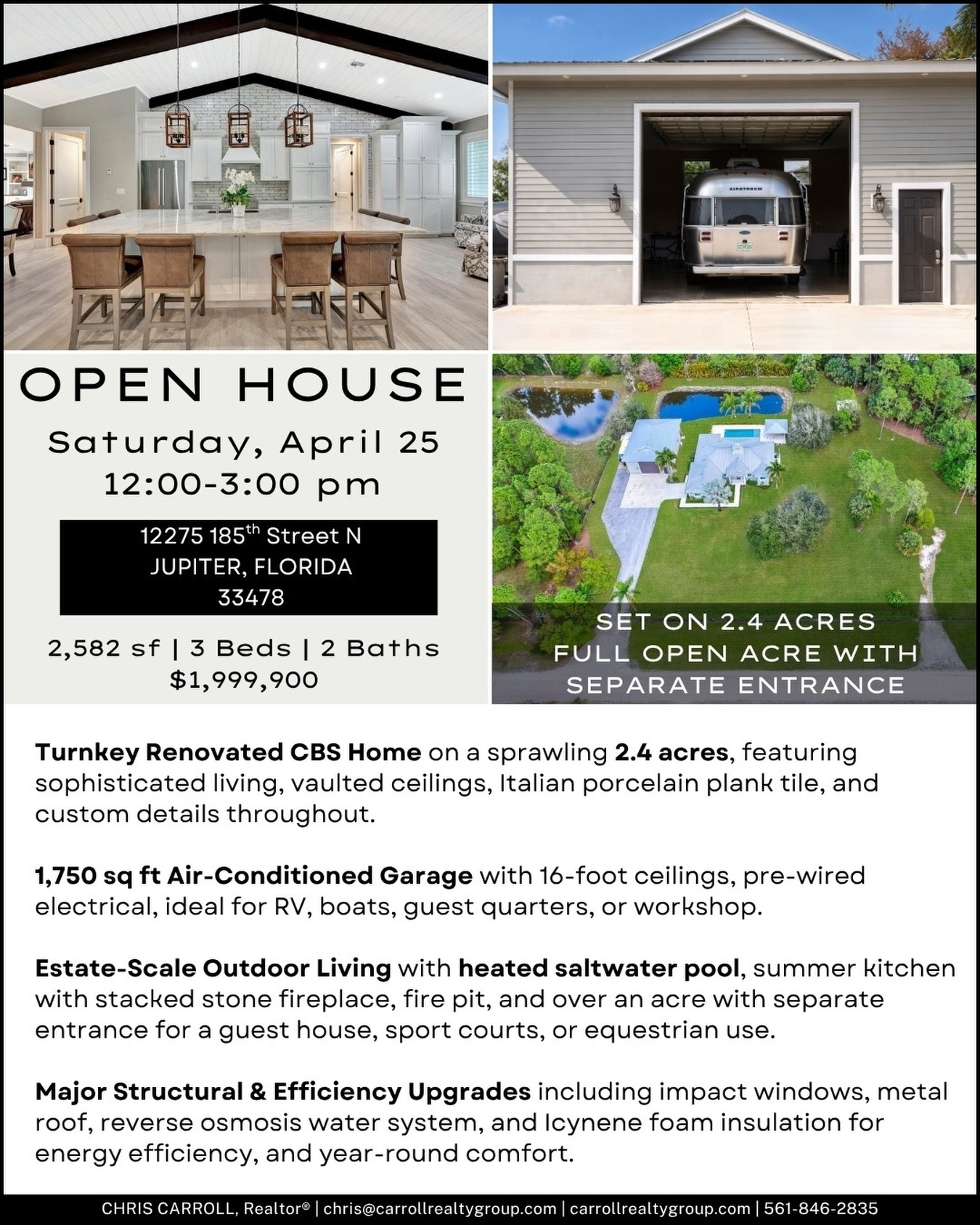 π‘ OPEN HOUSE | Jupiter Acreage + Dream Garage
π 12275 185th Street N, Jupiter, FL
π
Saturday, April 25 | β° 12-3pm
2.4 acres. No HOA. A 1,750 sq ft air-conditioned garage with 16-foot ceilings.
If youβve been searching for a Jupiter Farms home with acreage and a large detached garage, this is the one you need to see in person.
This fully renovated CBS estate offers rare flexibility for RV storage, boat storage, car collections, or a workshop setup, all within a private, fully fenced property with a separate entrance and endless expansion potential.
Inside, the home delivers elevated living with a gourmet kitchen, oversized island, soaring ceilings, and seamless indoor-outdoor flow. Step outside to your private oasis with a heated saltwater pool, summer kitchen, and fire pit - designed for true Florida living.
β 2.4-acre private estate in Jupiter Farms
β Massive air-conditioned garage with 16-ft ceilings
β No HOA with room for RVs, boats, and more
β Fully renovated, turnkey CBS construction
Minutes to Jupiter beaches, Jupiter Inlet, and Riverbend Park
π² 561-846-2835 | π carrollrealtygroup.com
π Link in bio
@illustratedproperties @illustrated_jupiter_east
#JupiterFarmsHomes #AcreageHomesFlorida #JupiterFLRealEstate #LuxuryHomesFlorida #OpenHouseFlorida
