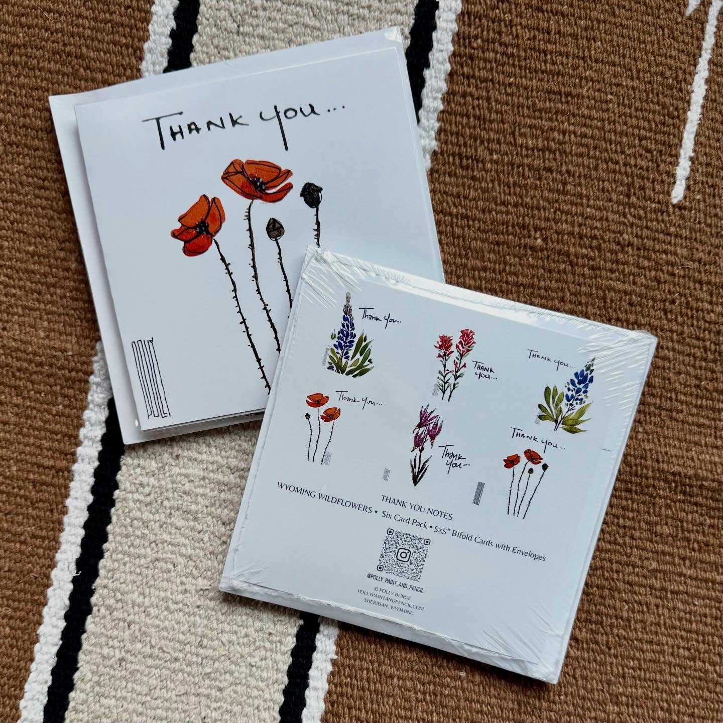 🌷 NEW CARD SET AVAILABLE 😍 THANK YOU NOTES!
Wyoming Wildflowers Thank You 6-Card Set…
Indian paintbrush, poppies, lupine, and shooting stars—each set is a little piece of the high plains you can send, gift, …. or keep!
DM to order, or click the link :)
Venmo accepted.
Please provide your shipping address!
Save on shipping for multiple packs.
Sheridan local? Ask about local pickup discounts and come by the studio :)