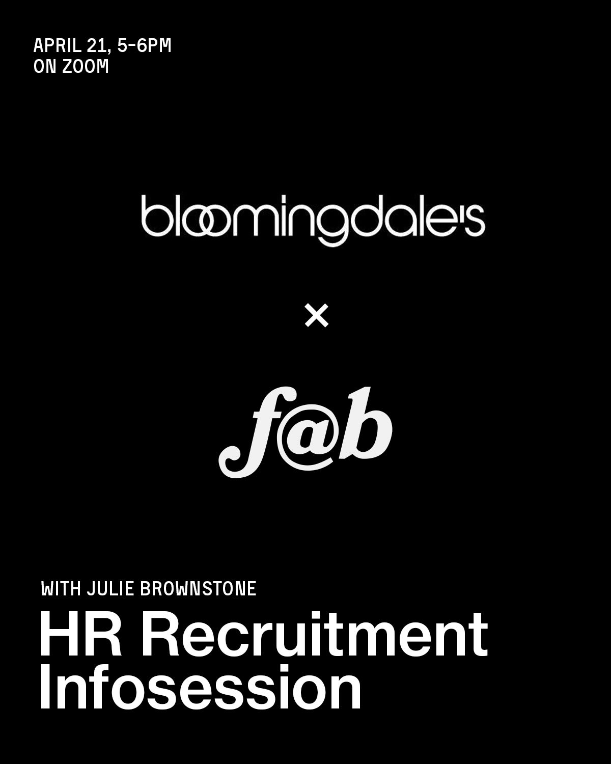 We are excited to host an informational webinar with Bloomingdale’s on upcoming internship and full-time opportunities! Come learn more about career paths in retail, gain insight into the application process, and connect directly with a representative from the company.
📆 April 21st 5pm
📍Online! Event link in our link-tree.