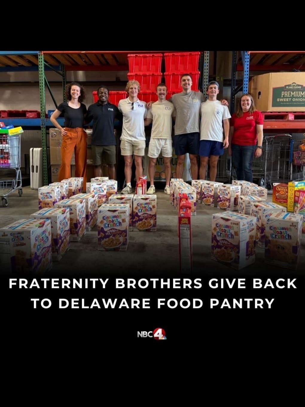 What started as a goal of 800 cereal boxes turned into something way bigger… almost 1200 boxes donated to @pin_delaware
We were also honored to be featured in NBC4’s Tell Me Something Good segment. As brother Anthony Mordini said:
“Our goal is to do a good turn daily so every single day wake up and find something to help, help someone in the community, help someone on campus, help your mom or dad or whatever it may be.”
Thank you to everyone who showed up, gave back, and made a real impact for People in Need of Delaware. Thank you to the generous students, staff, Delaware community, and alumni, and everyone for their contributions. This is what community looks like. We couldn’t have done it without you!
Special shoutout to brother @anthonymordini ! Without him, this whole thing could not have been possible. As community service chair, Anthony has pushed us to give back to the community!
Proud to be Phi Gamma Delta🦉💜