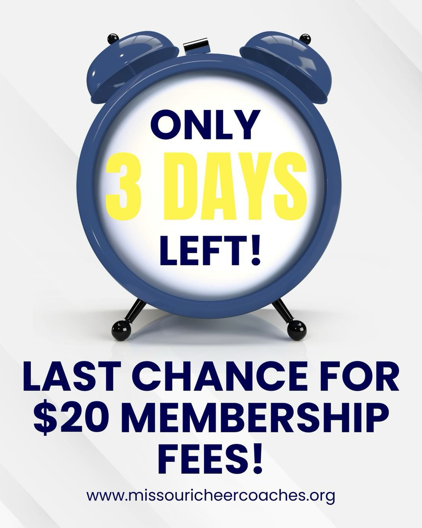 EARLY BIRD SPECIAL 💙💛
Time to renew your membership OR join MCCA for the 2026-2027 season! We encourage all Junior High, Middle School, High School and All Star coaches to join to help make Missouri Cheerleading the best it can be!