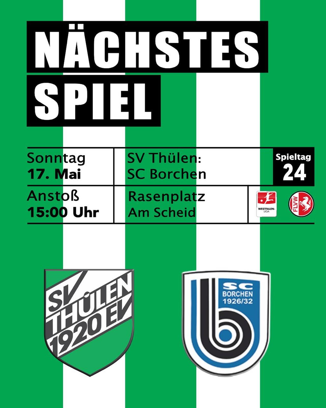 ⚽ SVT-Damen empfangen den SC Borchen am Scheid ⚽
Im Rahmen des 24. Spieltags empfangen die Fußballdamen des SV Thülen heute Nachmittag den SC Borchen am Scheid.
Die Gäste aus dem Kreis Paderborn sind erst im Sommer letzten Jahres von der Landes- in die Westfalenliga aufgestiegen.
Hier konnte sich der SCB allerdings nicht so wirklich durchsetzen.
Nach dem Rückzug des FSV Gütersloh 2009 II vor drei Wochen steht bei den Borchener Kickerinnen bei einem Torverhältnis von 12:96 nur ein magerer Punkt auf der Habenseite.
Damit belegt der SC Borchen aktuell den 13. Tabellenplatz und ist somit stark abstiegsgefährdet.
Das Hinspiel auf dem Kunstrasenplatz in Borchen Anfang November letzten Jahres konnte der SVT mit einem deutlichen 6:1 für sich entscheiden.
Die Grün-Weißen wollen ihre Heimbilanz weiter ausbauen und auch den zweiten Vergleich gegen den SCB erfolgreich gestalten.
Anstoß ist um 15 Uhr auf dem Rasenplatz „Am Scheid“ in Thülen.