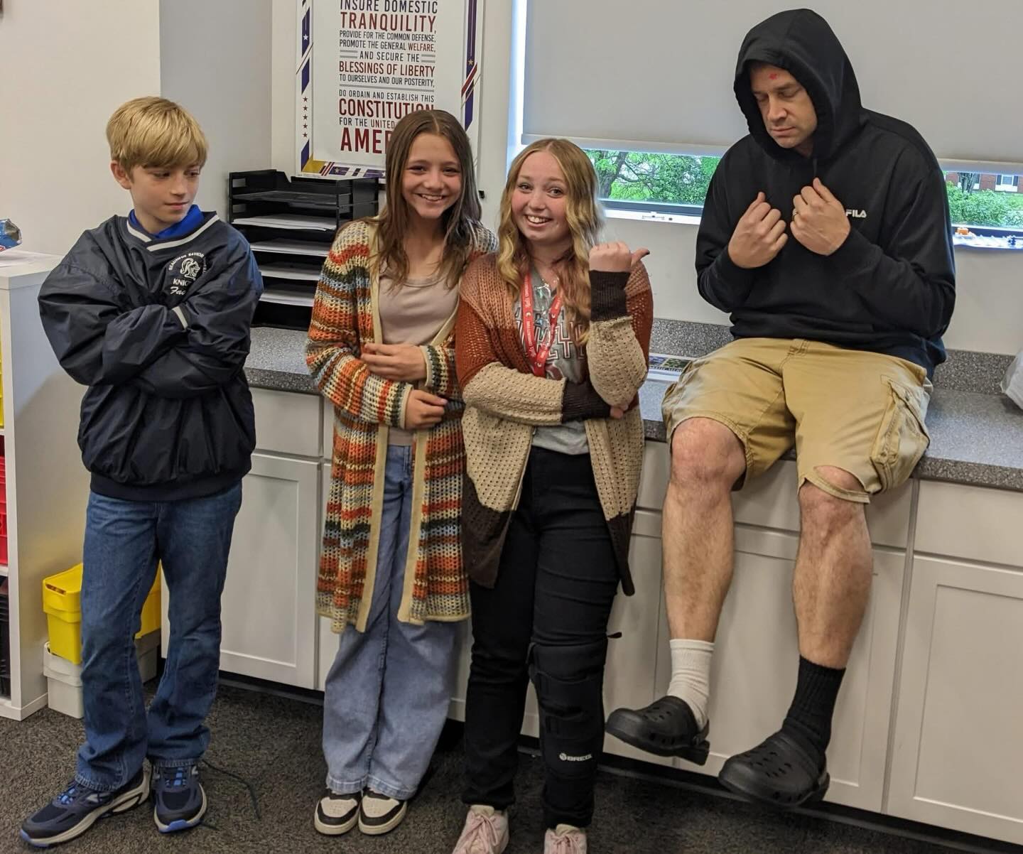 Today our students were invited to dress like the teachers, and a few teachers decided to dress like the students. Can you spot the undercover principal? So emo.
