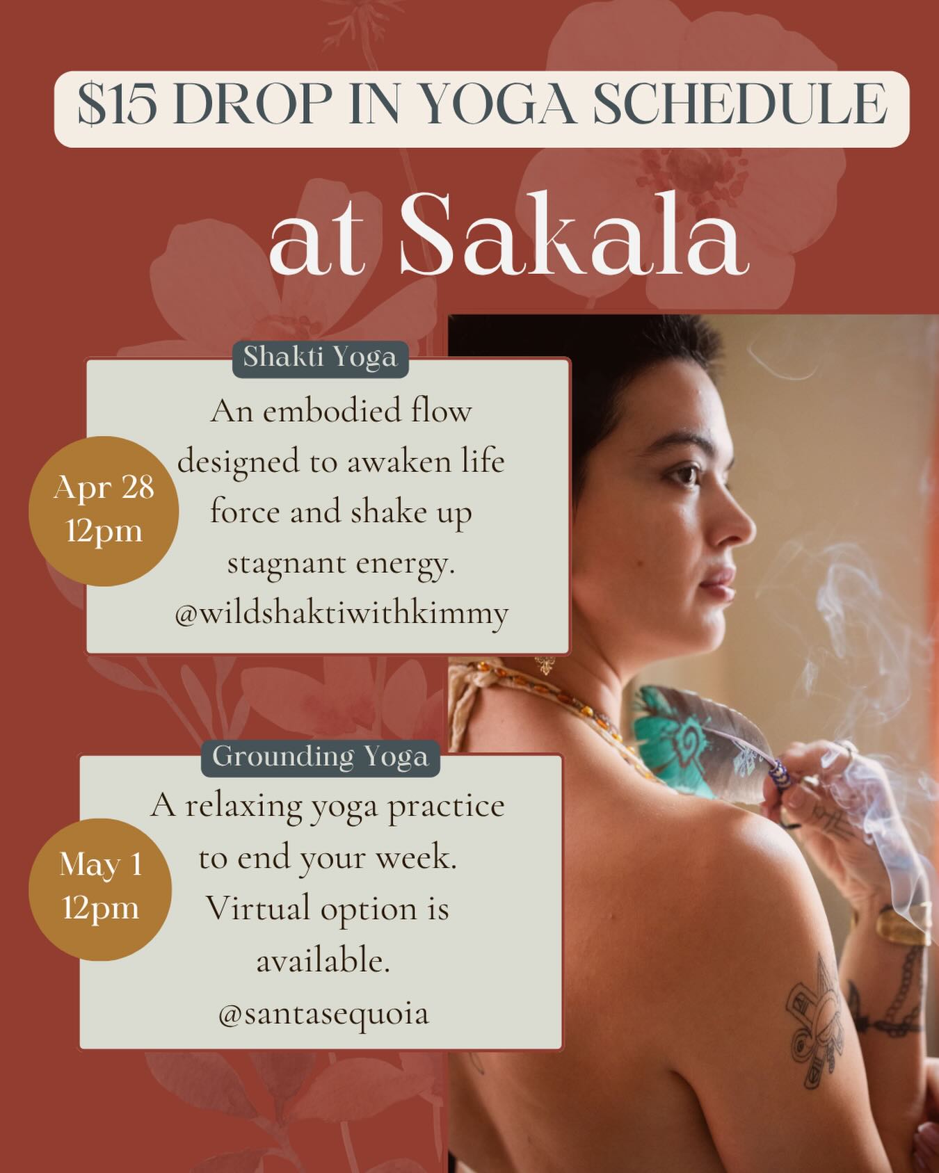 Move your body, shift your energy, and come back to yourself 🌿✨
Join us this week for two beautiful yoga offerings at Sakala:
Shakti Yoga to awaken your life force @wildshaktiwithkimmy
+ Grounding Yoga to soften and unwind with @santasequoia
Shakti Yoga has been moved to 12pm on Tuesdays to make it more accessible for more of you to join us ⚡️
Whether you’re looking to energize or relax, we got you!
Drop in for a low price - we can’t wait to see you this week 🙏
#denveryoga #denveryogaclass #denveryogacommunity #coloradoyoga #denverevents