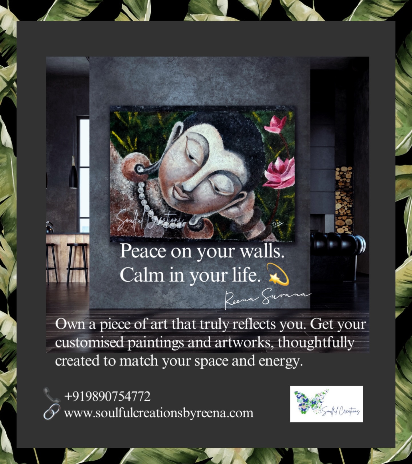 A Buddha Painting is not just art-it’s a presence.
If brings peace, stillness, and a quiet transformation to your space and your life.
If you’re looking to bring this kind of energy into your home or workspace, get your customised painting and artworks- designed exclusively for you.
Let’s create something soulful together. 🎨🎉
#buddhaart #serenevibes #spiritualart #mindfulspaces #zendecor artforhome soulfulcreationsbyreena