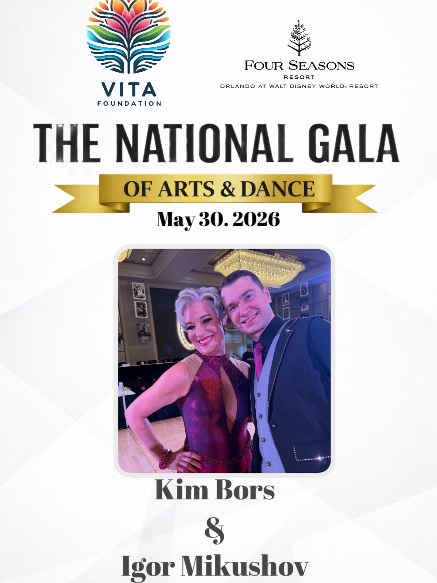 We are delighted to present a beautiful performance by
Kim Bors & Igor Mikushov.
Bringing elegance, passion, and refined artistry to the stage, their performance promises to captivate and inspire.
📍 Four Seasons Resort Orlando
📅 May 30, 2026