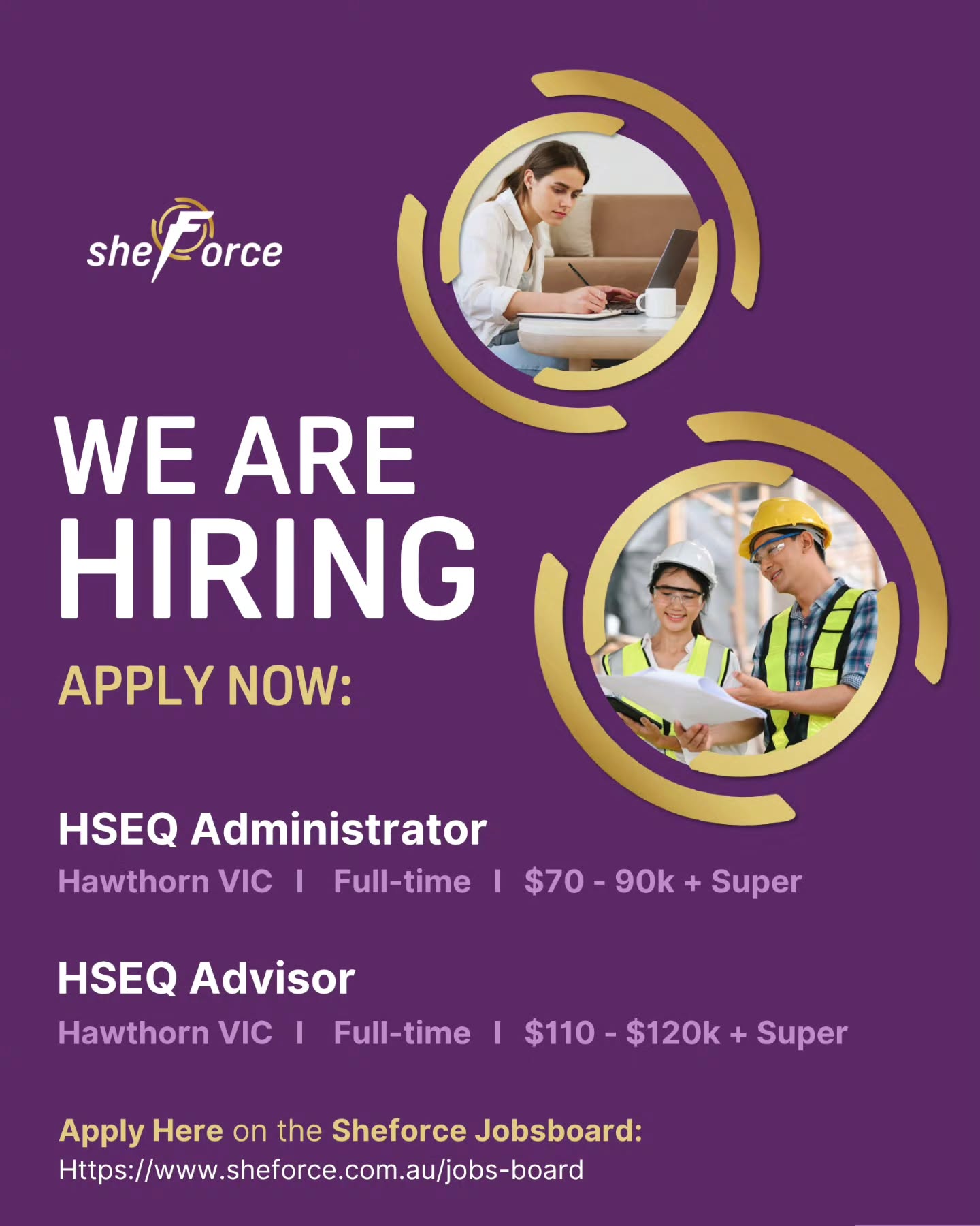 Sheforce is seeking a HSEQ Advisor & HSEQ Administrator looking to grow a career in construction who thrives in a hands‑on, fast‑paced environment. 🦺
High performers with the right attitude and capability will have the opportunity to progress into a long-term career within a reputable construction company. 👷♀️🔨
If this interests you, please apply now! 🖱️💜
https://www.sheforce.com.au/jobs-board
#ConstructionJobs
#JobOpportunity
#ConstructionCareers
#BuildingCareers
#SheforceJobs