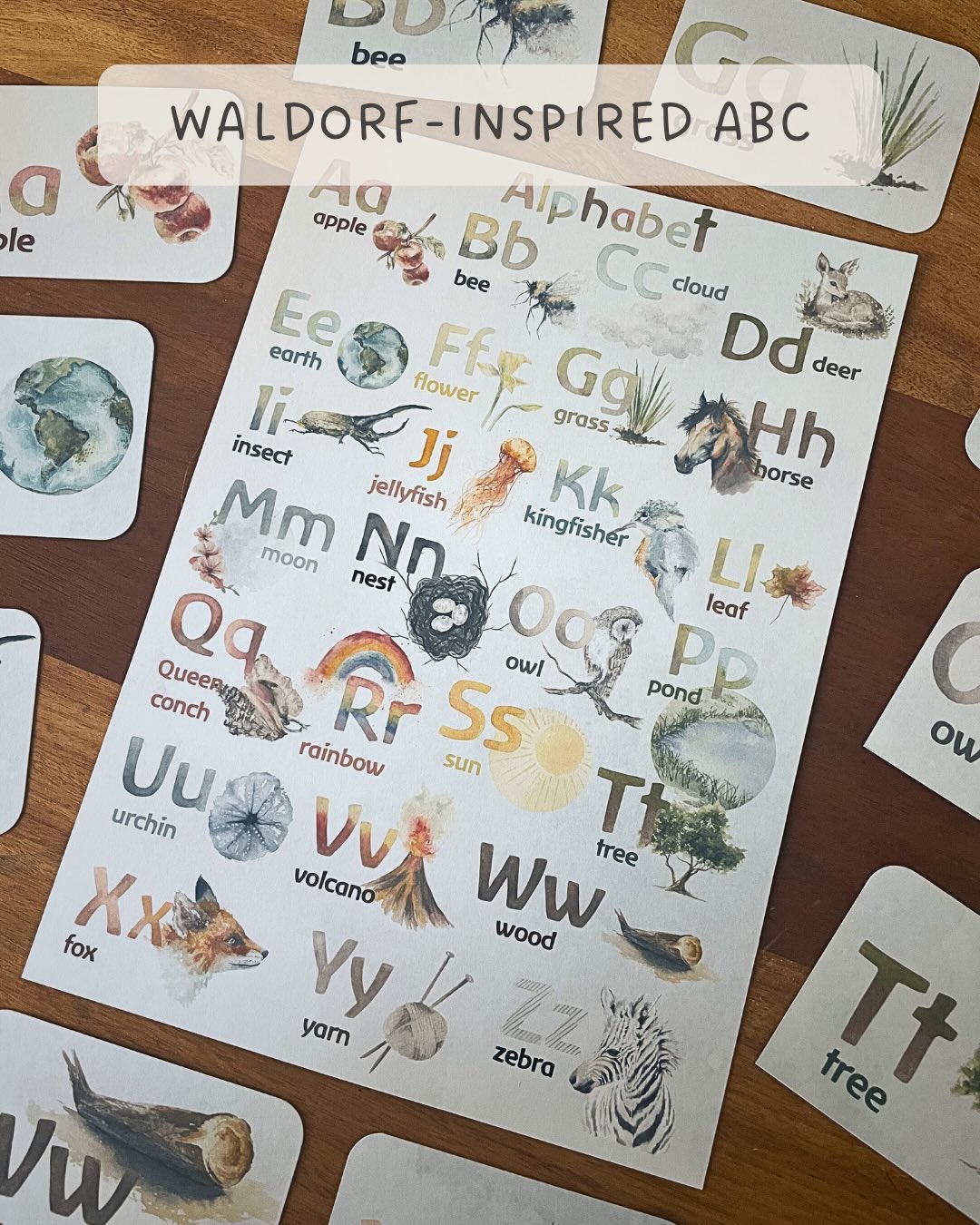 Waldorf-Inspired Alphabet Poster & Cards
This beautifully designed resource includes a poster and individual letter cards, making it ideal for introducing and reinforcing letter recognition in a gentle, Waldorf-inspired way. Perfect for helping children learn their ABCs through engaging, hands-on play. #waldorfabc #earlyyearslearning #homeschoolinglittleones #homeschoolingmom #wildfeatheredu