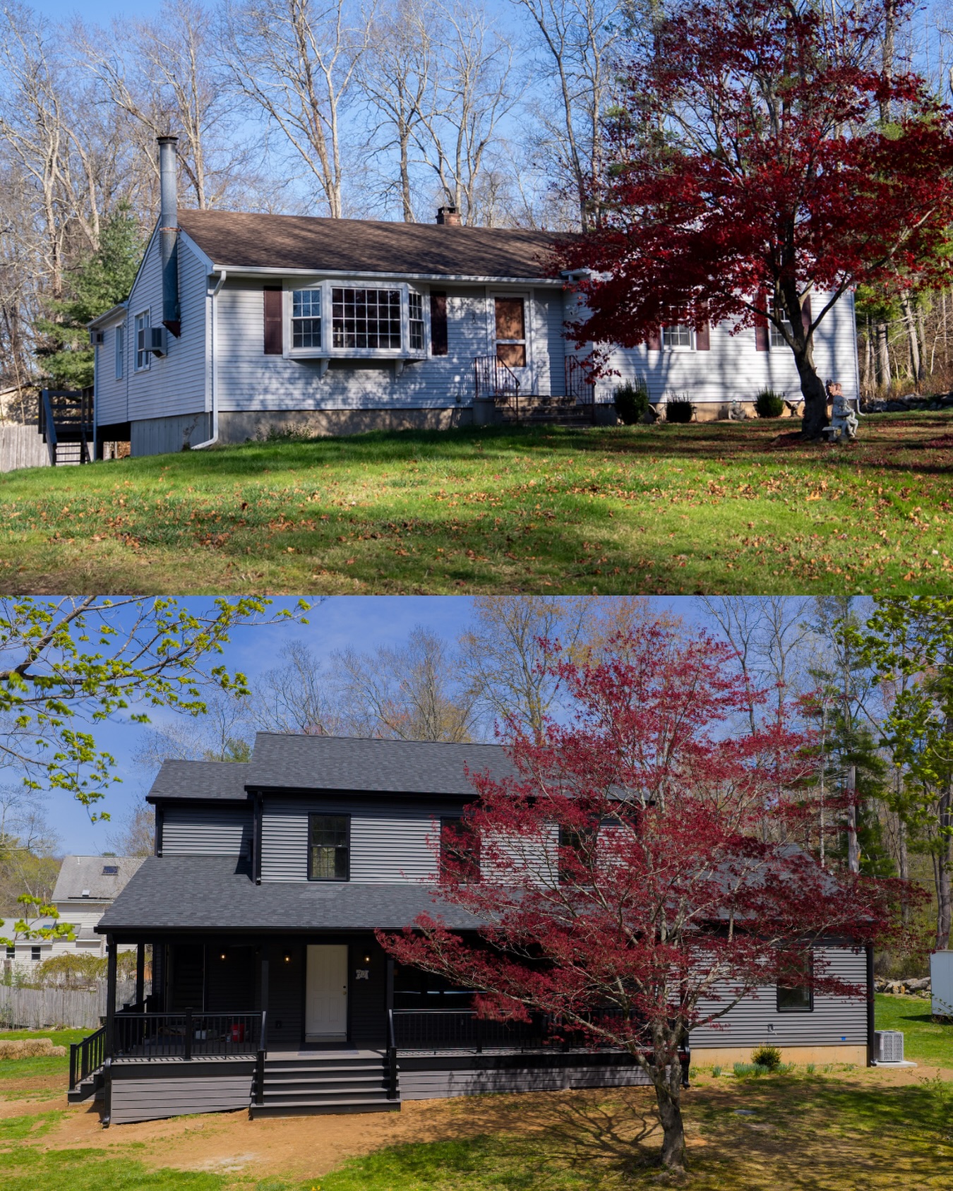 A moment for this before and after!
From one story to two, all new windows, siding, and a new front porch.
We take things from ordinary to extraordinary.
DM us to get started today!