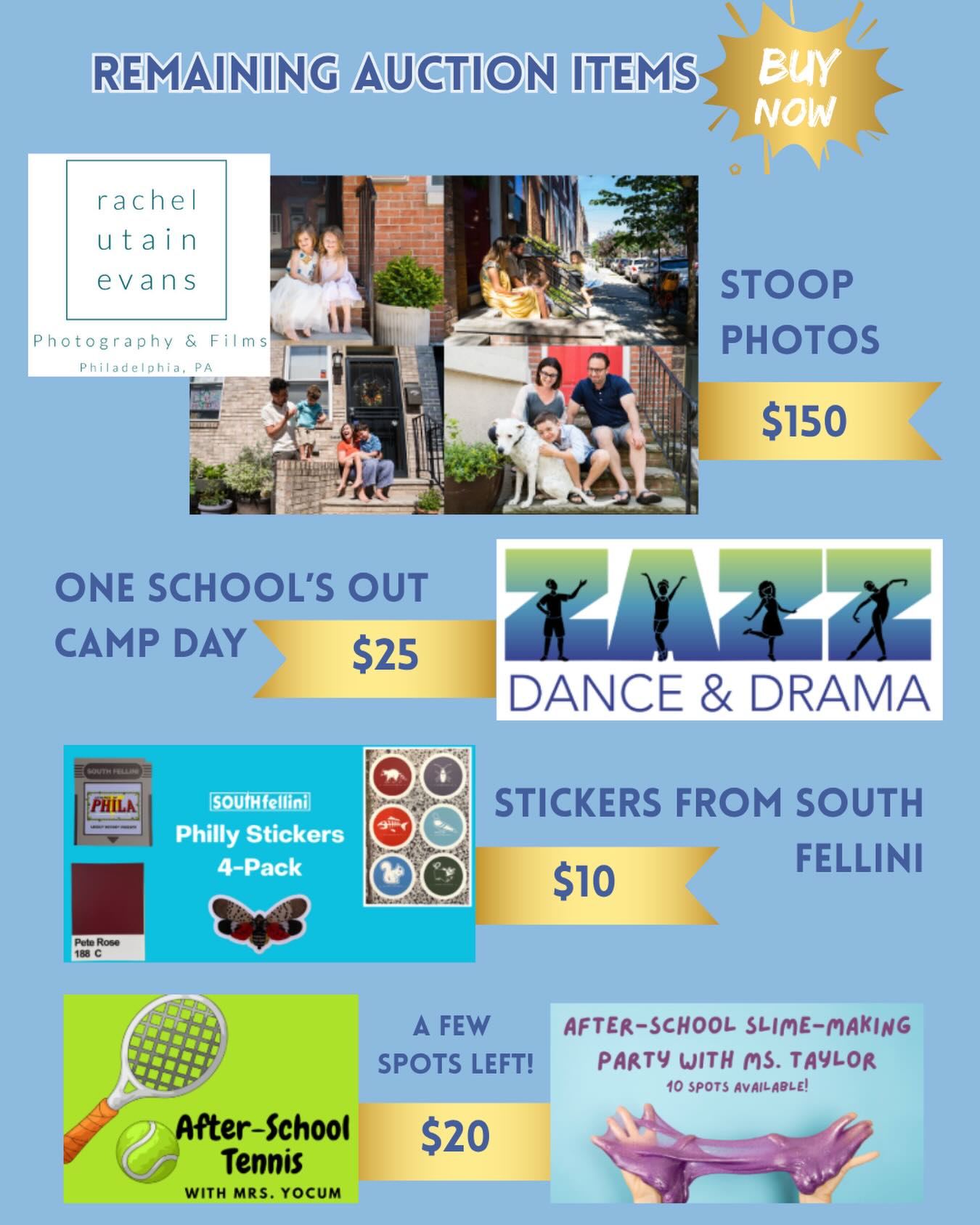 A few great Spring Into The Arts auction items remain! You can buy these now at a discount! 🥳 Check out what’s available at bit.ly/SITA2026 --> “Auction items”