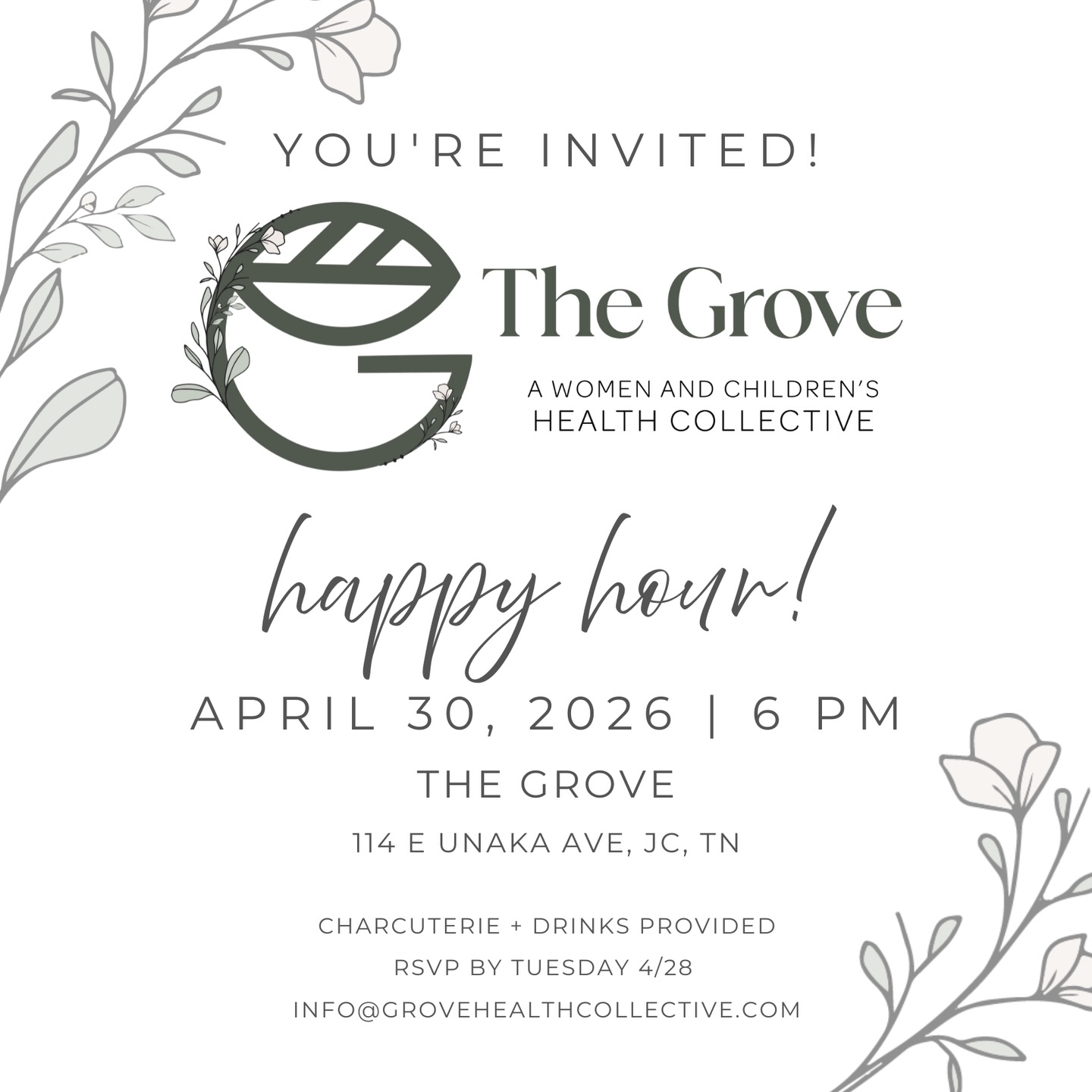 ā° Thursday is almost here... have you RSVPād yet?
The first Grove Happy Hour Mixer of 2026 is happening THIS Thursday, April 30th at 6:00 PM at The Grove in downtown Johnson City!
If youāre a women or childrenās health provider in the Tri-Cities weād love for you to join us for an evening of connection, community, and conversation. Meet fellow providers, share what you do, and discover everything happening across The Grove collective!
RSVP deadline is TODAY so grab your spot before theyāre gone! Link in our bio. š
Know someone who belongs in this room? Tag them below or share this post! š
š www.grovehealthcollective.com
#TheGroveHealthCollective #WomensHealthProviders #TriCitiesHealth #HealthcareNetworking #GrowTogether