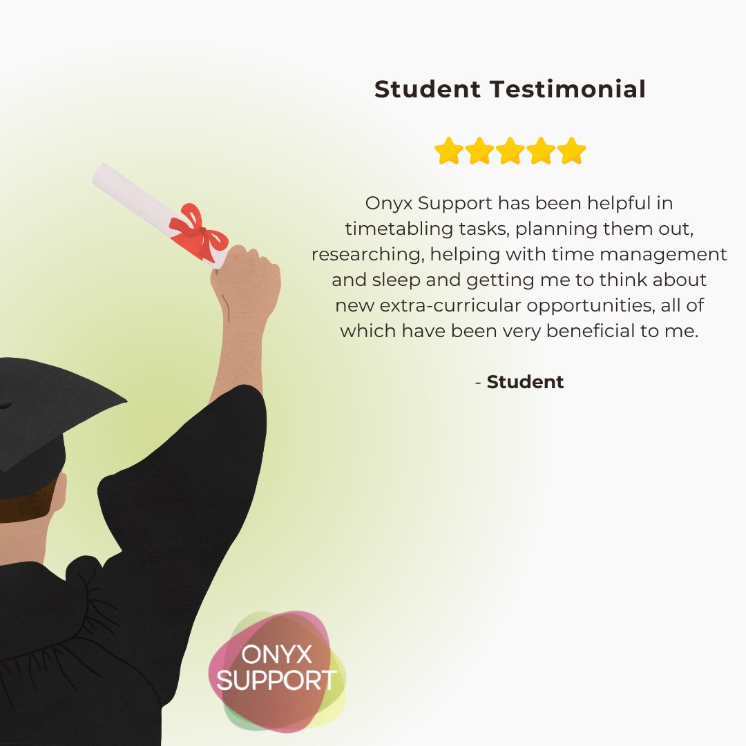 Thinking about reaching out for support?
Here’s what students have shared about their experience with Onyx Support.
www.onyxstudents.com
#OnyxSupport #StudentSupport #UniversityLife #YouAreNotAlone #StudentWellbeing #MentalHealthSupport #Student #University #DSA