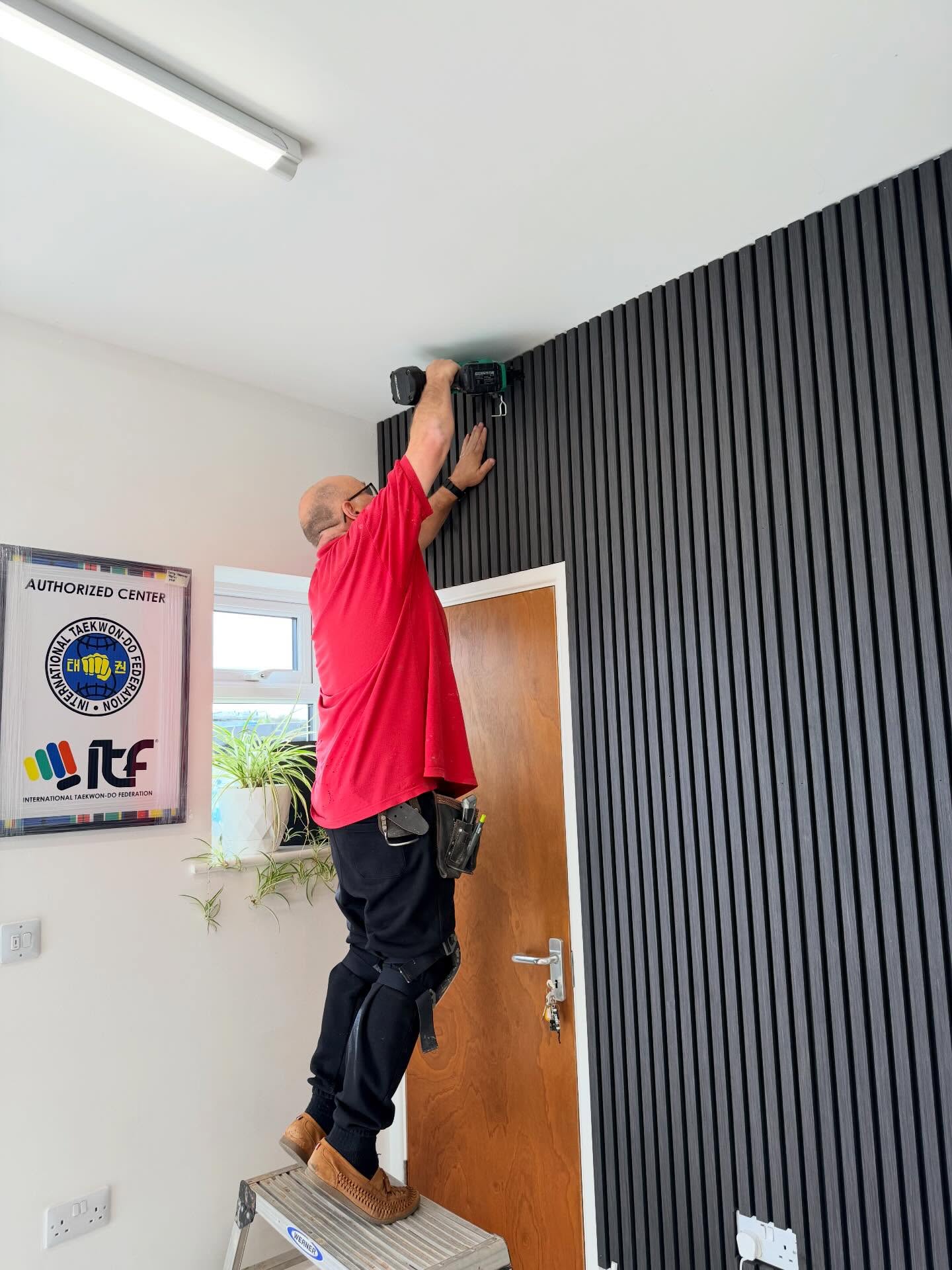 All action today at WMA HQ thanks to Rich who’s sprucing up the reception area at the Dojang! #worcester