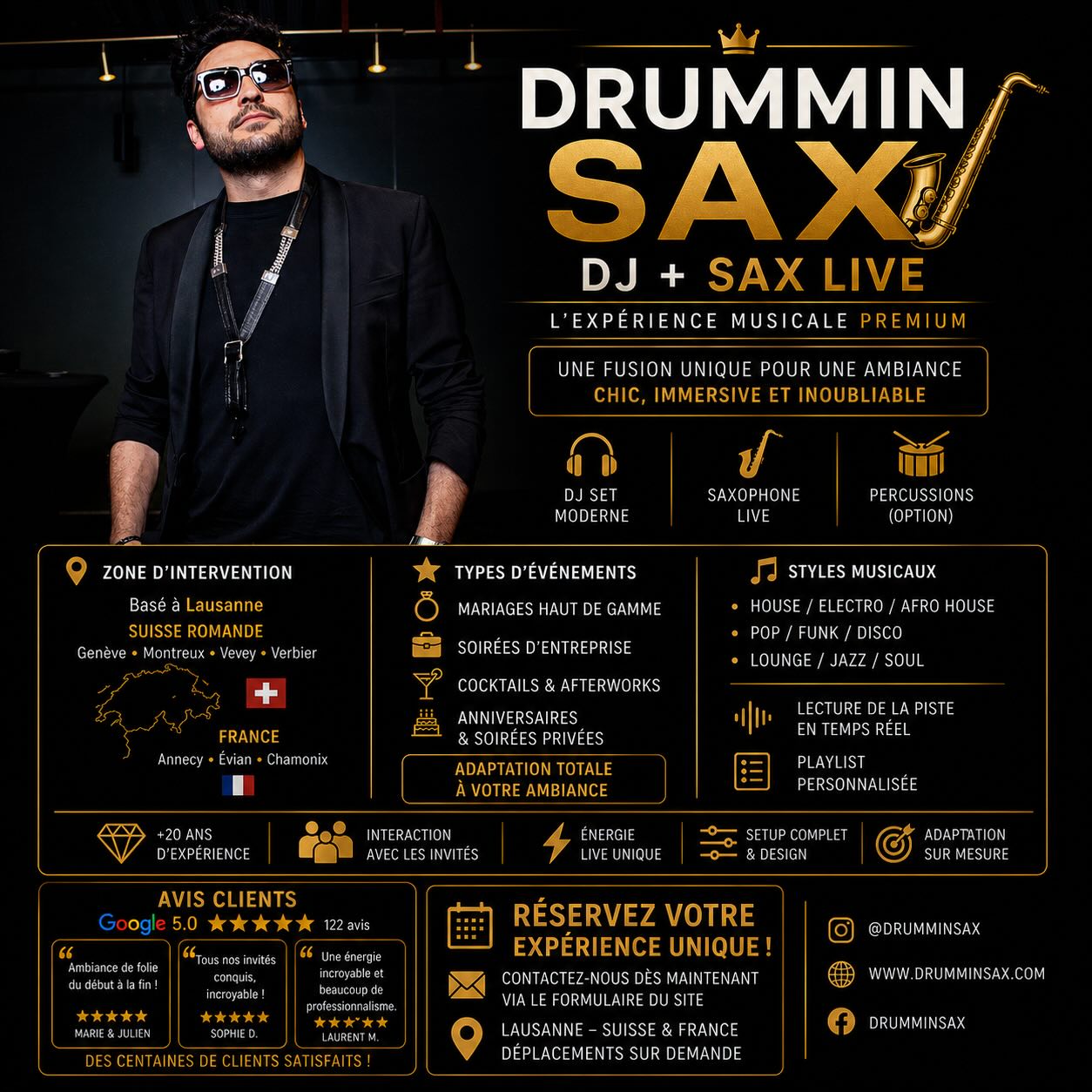#SoireeEntreprise #DJSuisse #SaxLive #Drumminsax