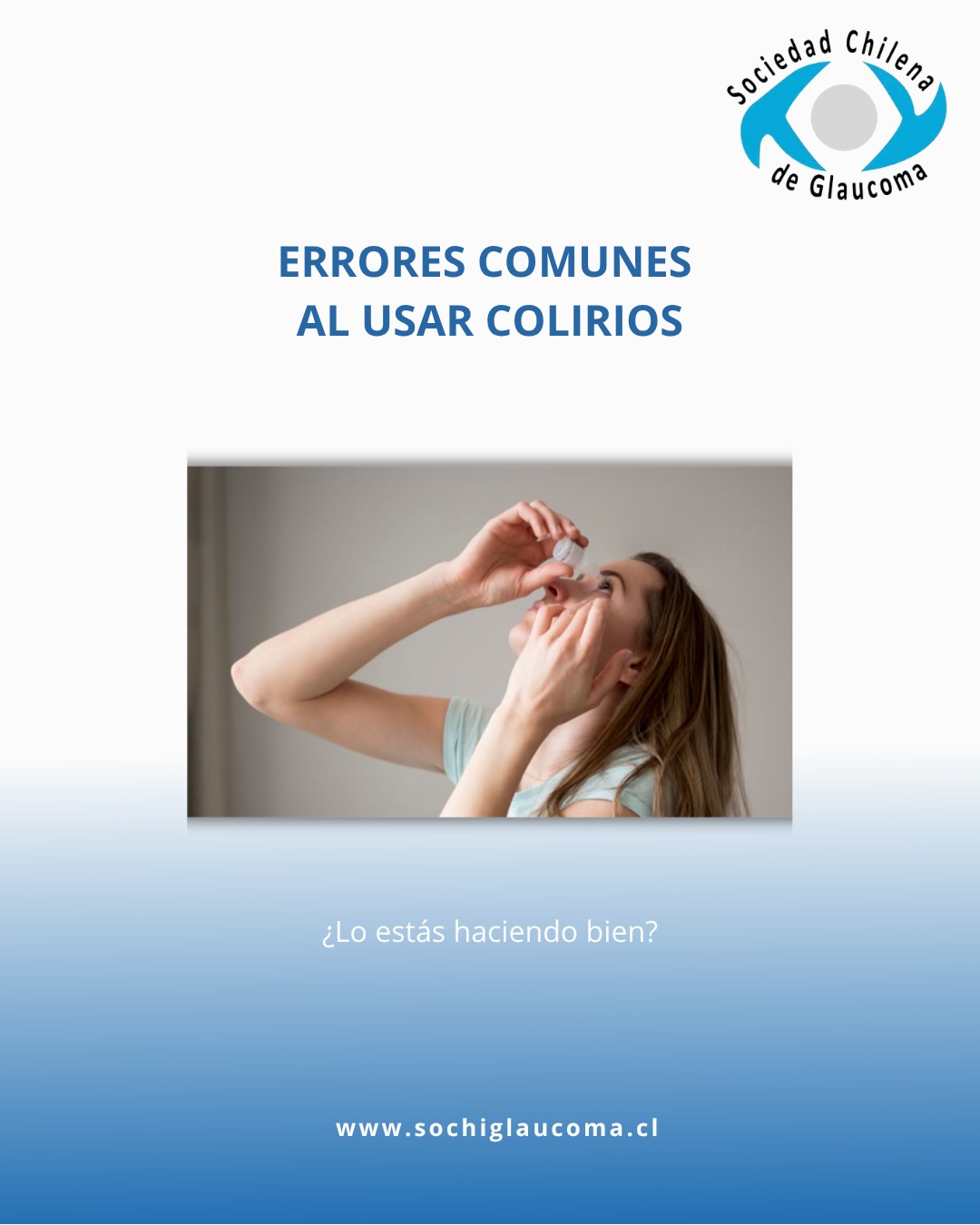 🔹 Desliza para conocer los 6 errores más comunes en la aplicación del tratamiento con colirios y cómo evitarlos.
¿Qué otro error agregarías a esta lista?
⚠️ Esta información es solo orientativa y no reemplaza una consulta médica.
Ante dudas, consulta siempre con tu médico especialista. Más información en www.sochiglaucoma.cl