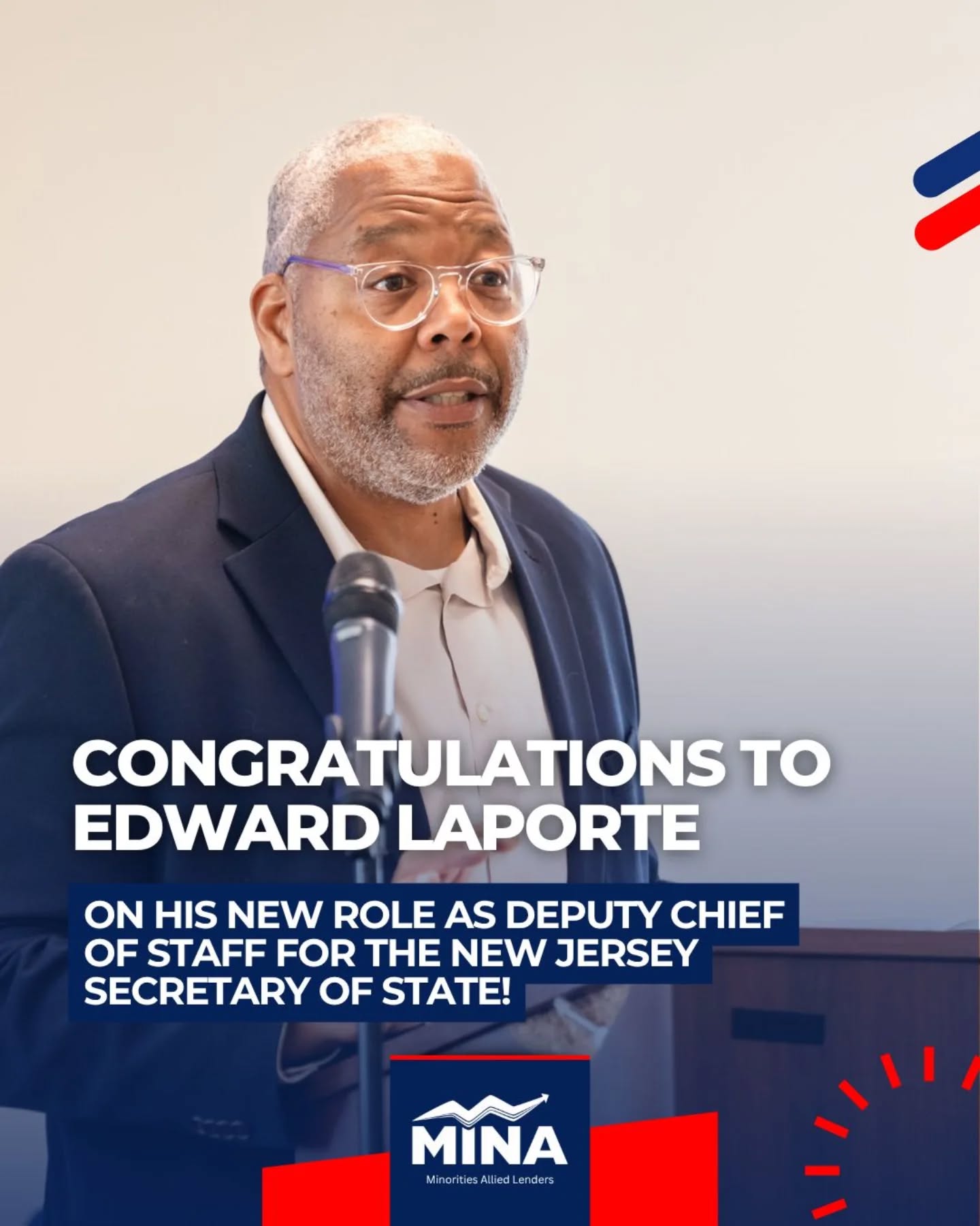 Congratulations to Edward LaPorte on his new role as Deputy Chief of Staff for the New Jersey Secretary of State!
Eddie has long been a champion for those overlooked by our economy, advocating for innovative and transformative ways to solve deep-rooted social challenges. His belief in social entrepreneurship and his commitment to helping organizations become more agile and visionary have left a lasting impact on leaders and communities alike.
As a passionate mentor, Eddie continues to inspire a new generation to think boldly, act strategically, and drive meaningful change.
The MINA Team wishes you great success in this important role as you continue to create new opportunities for communities across New Jersey!