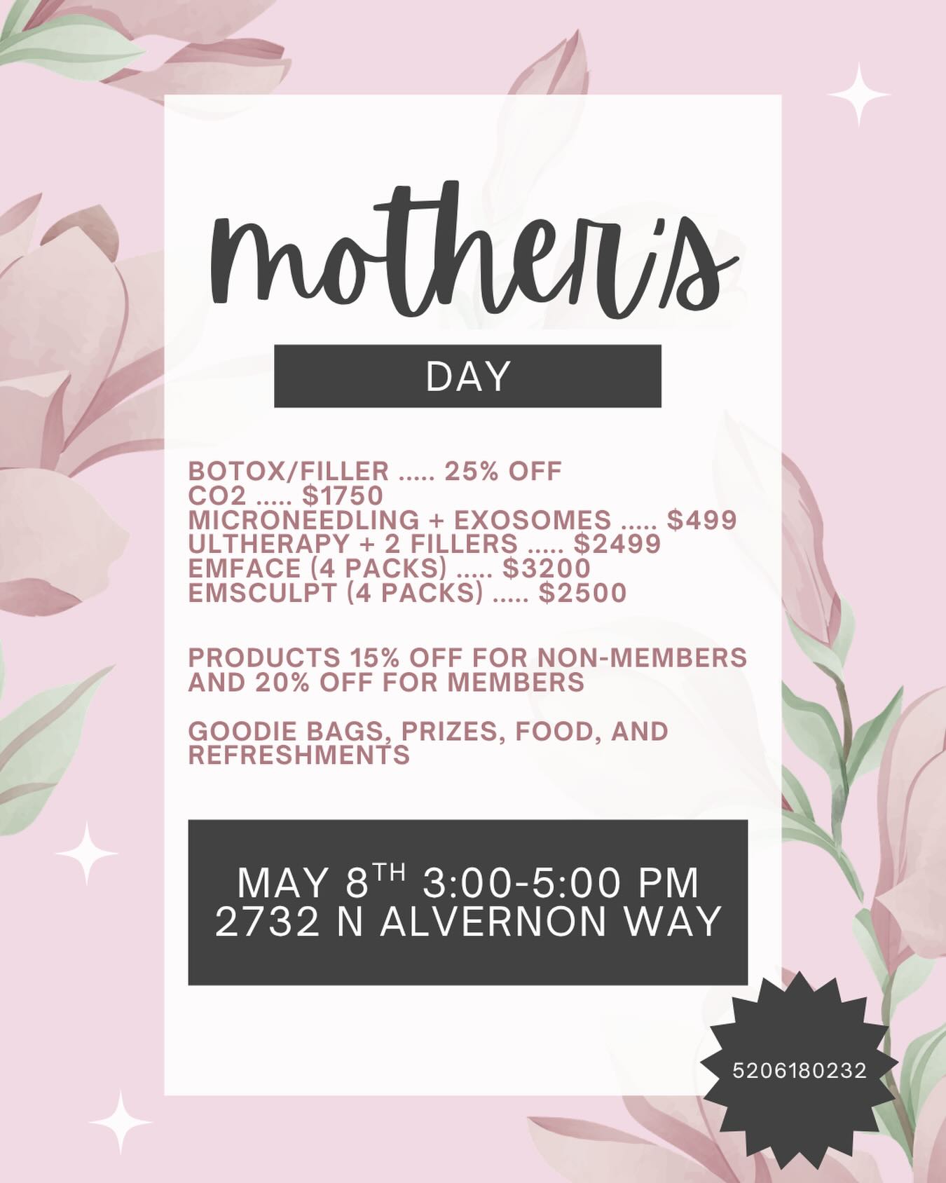 Celebrate Mom (or treat yourself 💖) at our Mother’s Day Event!
Enjoy exclusive specials on Botox, fillers, microneedling, Emface, Emsculpt & more—plus product discounts, goodies, prizes, and refreshments ✨
📍 2732 N Alvernon Way
🗓 May 8th | 3:00–5:00 PM
Spots are limited! Don’t miss out on these once-a-year deals! 💐
#SpecialistsinDermatology #ReNew360 #MothersDay