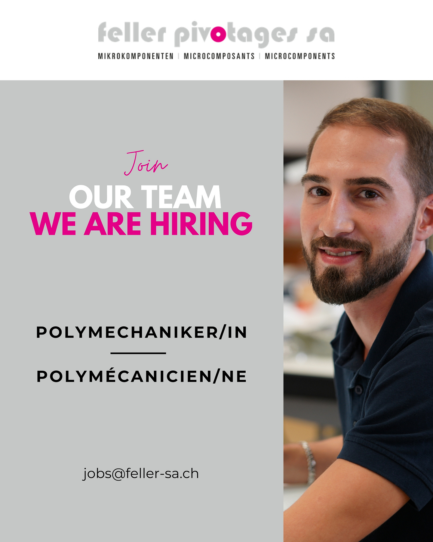 JOIN OUR TEAM 🤝
Sie sind auf der Suche nach einem attraktiven Job in einem dynamischen und motivierenden Umfeld? Suchen Sie nicht weiter und bewerben Sie sich jetzt!
👉 Weitere Informationen finden Sie auf unserer Website (Link in Bio).
***
Vous recherchez un emploi attractif dans un environnement dynamique ?
Ne cherchez pas plus loin et postulez dès maintenant !
👉 Plus d’informations sur notre site internet (lien en bio).
#fellerpivotagessa #wearehiring #jobs #technologie #joinus #polymechaniker