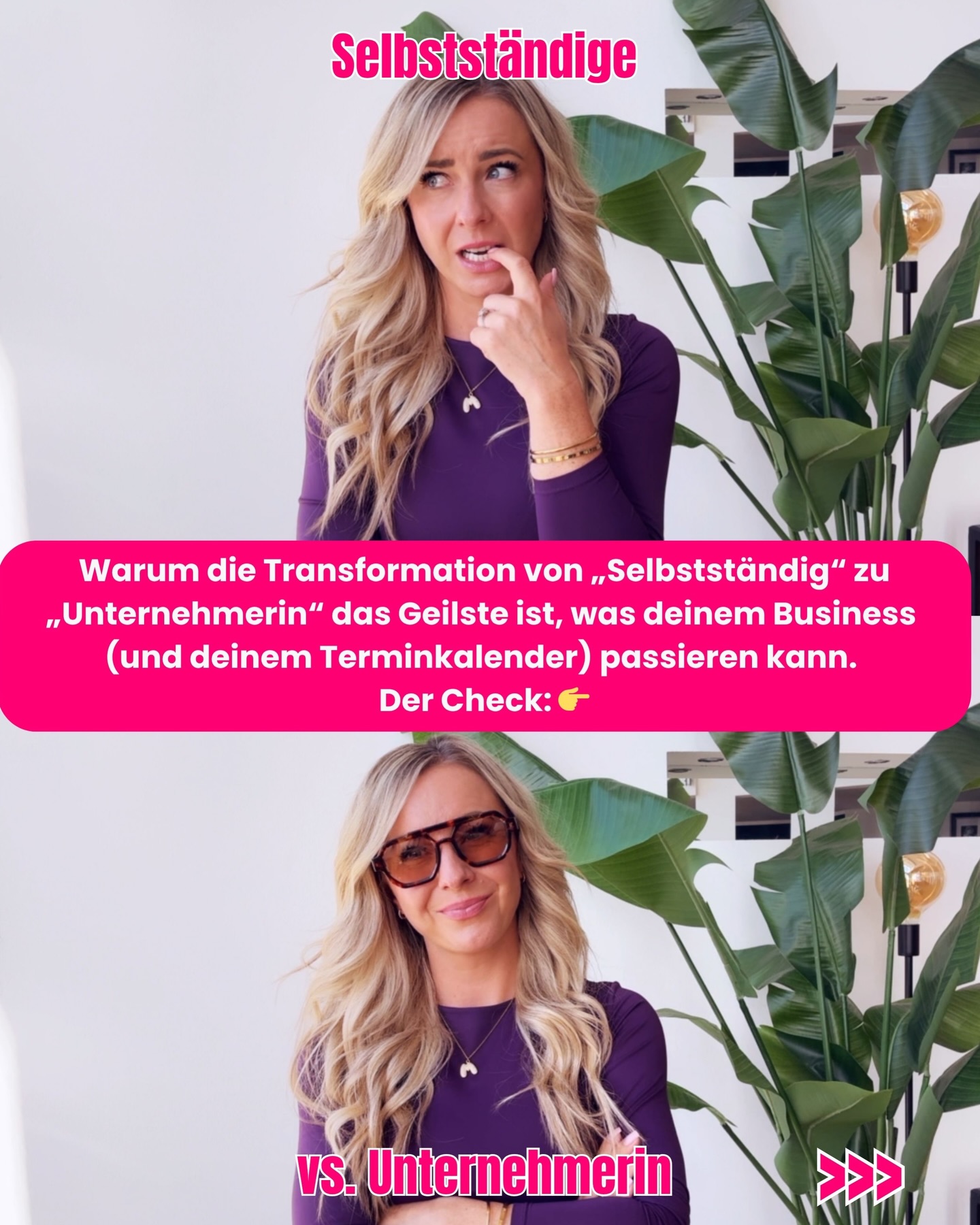 Wir sind nicht angetreten, um am Ende die beschissenste Chefin zu haben, die wir je hatten: Uns selbst. 🤡
Es gibt diesen einen Punkt, an dem du dich entscheiden musst: Bleibst du die Selbstständige, die im Hamsterrad rennt und „High Performer“ zu ihrem Burnout sagt?
Oder wirst du zur Unternehmerin, die Systeme baut, damit der Laden läuft, während sie ihr Leben genießt?
Die Realität tut weh, aber sie befreit:
❌ Die Selbstständige löscht den ganzen Tag Brände.
✅ Die Unternehmerin baut Systeme, die das Feuer gar nicht erst entstehen lassen.
❌ Die Selbstständige hofft auf Kunden.
✅ Die Unternehmerin hat eine Positionierung, die wie ein Magnet wirkt.
Erkennst du dich in den Slides wieder?
Welcher Slide ist gerade dein absoluter „Hustle-Slide“, bei dem du dich am liebsten direkt wegbeamen würdest? 🌋⤵️