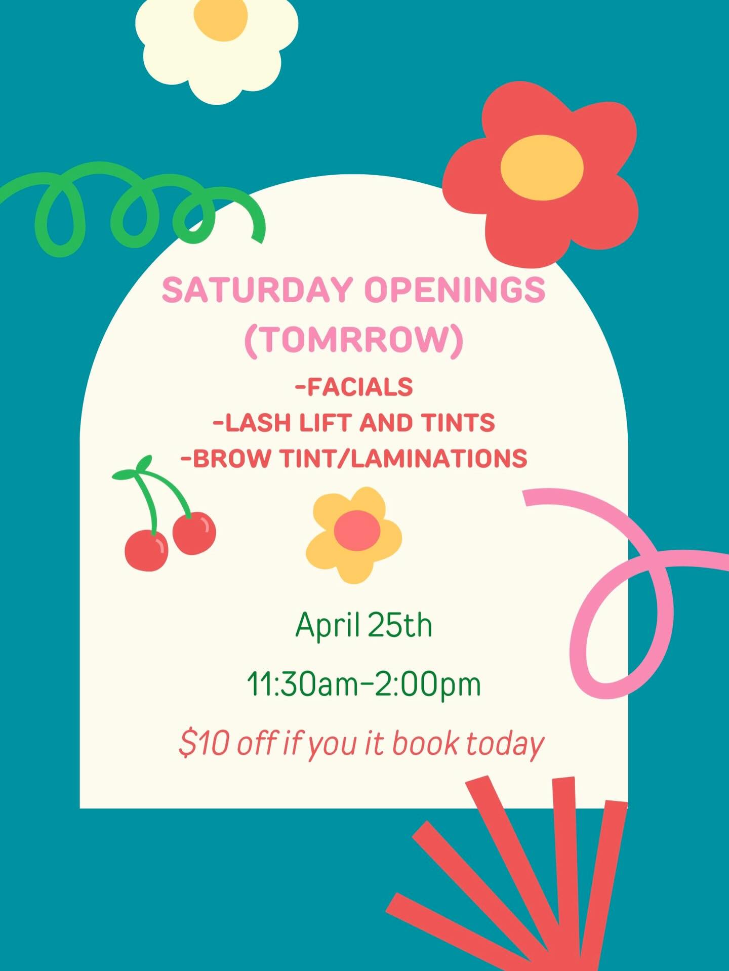Call 574-399-2273 or DM to secure your Saturday appointment 🧖♀️🌼