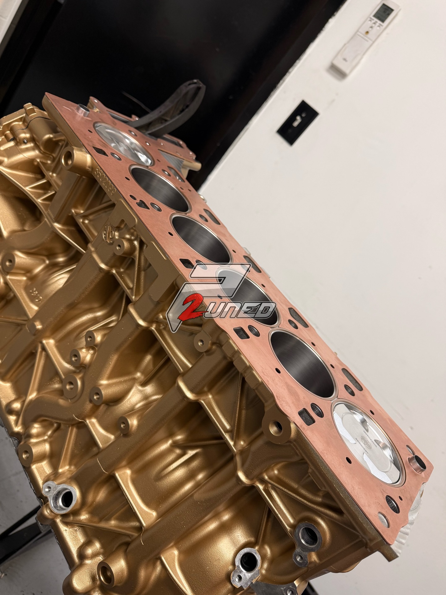Gold dipped b58 block sure why not. May get some extra car show points 🤣 #p2uned stage 1+ with the big studs and XCS (xtreme cylinder seal) gasket. Florida bound in a few. #b58engine #italianrp